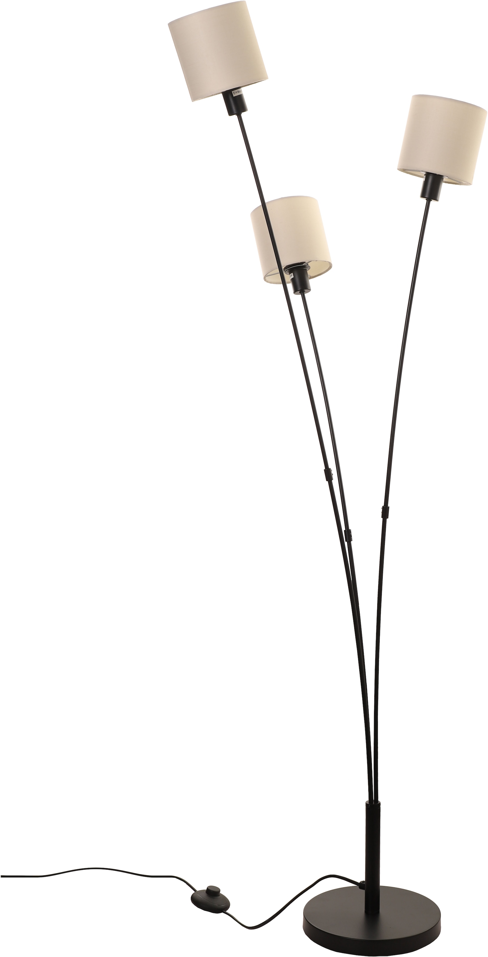 Home affaire Stehlampe »Ahrhütte«, 3 flammig, Leuchtmittel E14 | ohne Leuchtmittel, Stehlampe, 3-flammig mit Leinenschirmen, 148 cm hoch