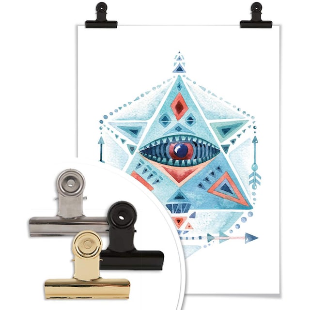 Wall-Art Poster »Boho Deko Blaues Prisma Dreieck«, Grafik, (1 St.), Poster,  Wandbild, Bild, Wandposter auf Raten kaufen