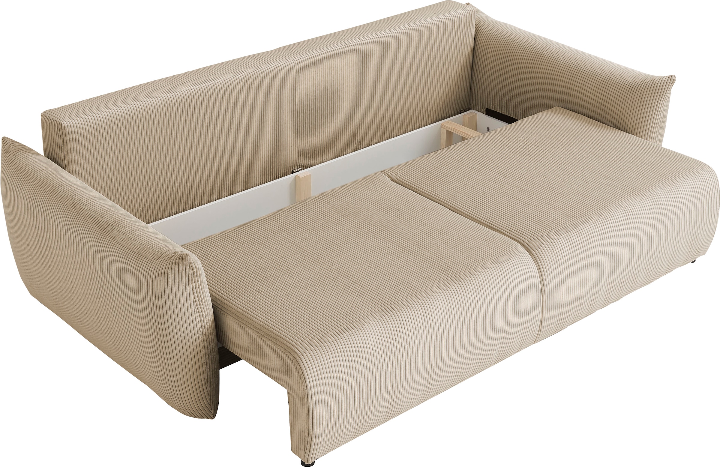 INOSIGN 3-Sitzer »MAVAS Schlafsofa mit Bettkasten«, ca.240/108cm (Liegefläche 212/145 cm), Cord, Chenille, Struktur