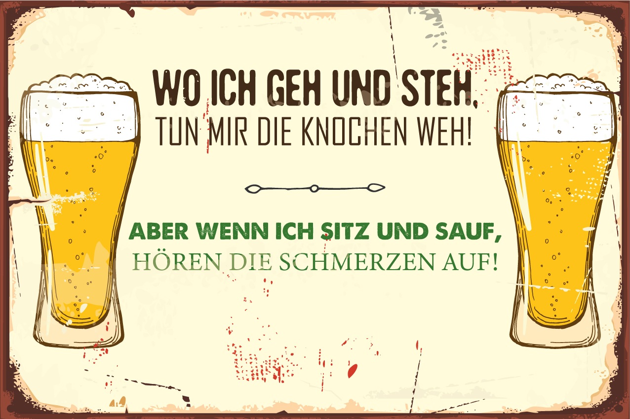 queence Metallbild »Bier Spruch Stahlschild Blechschild«, Schriftzüge-Schriftzug-Sprüche-Sprüche & Texte-Vintage-Getränke, (1 St.), Stahlschild, Blechschild, Sprüche, Texte, witzig, Bier, Grill