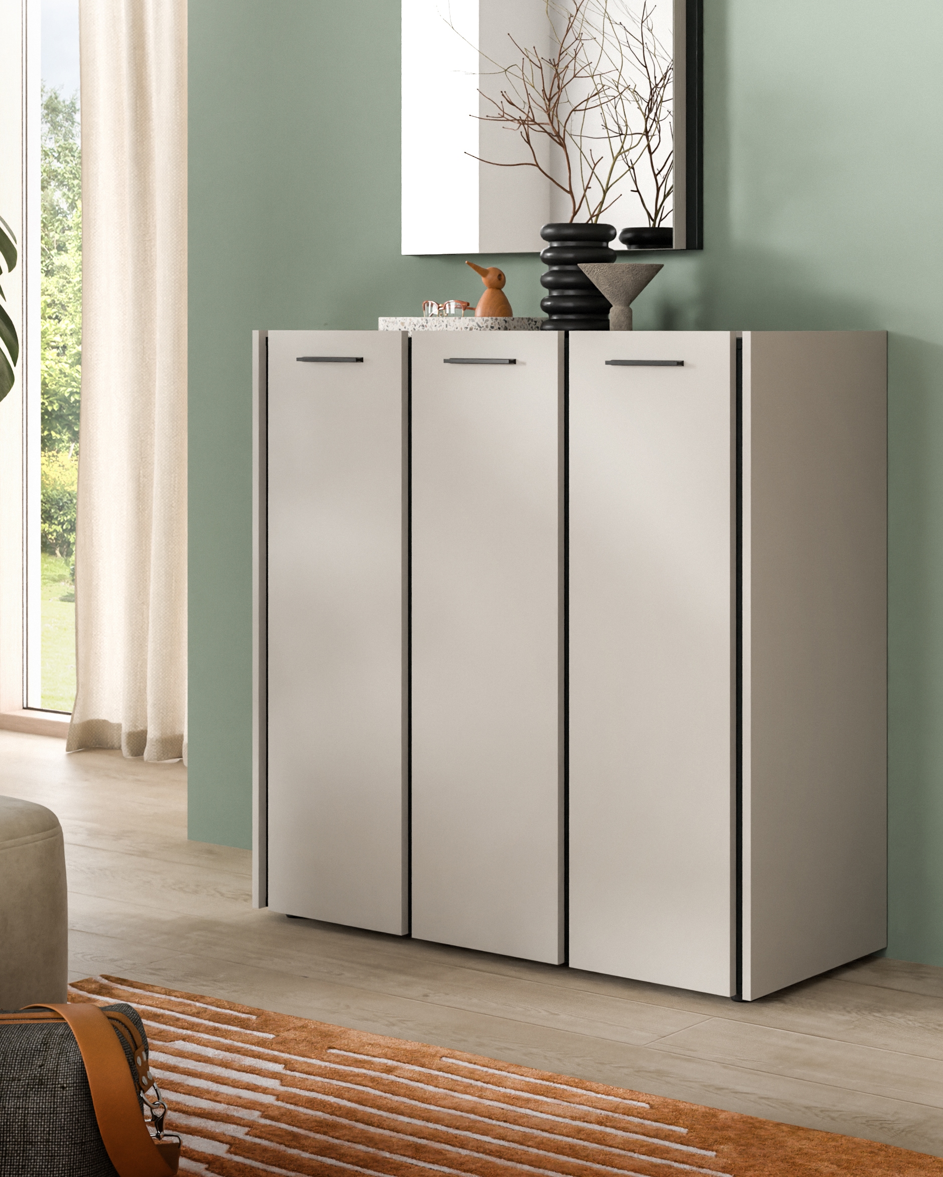 Home affaire Schuhkommode »RAK, Breite 113 cm, viel Stauraum, 2 Türen, 18 Fächer, 15 Fachböden« bietet Platz für ca. 54 Schuhe,  Kommode, Schuhschrank, Garderobenschrank, Schrank, Flurschrank