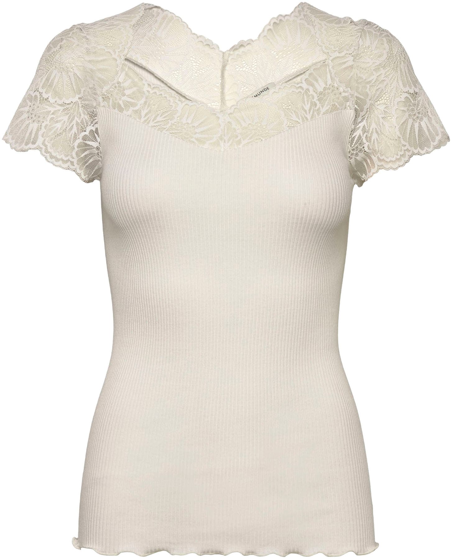 rosemunde Spitzenshirt »Beatha Lace Capsleeve T-Shirt mit Seide« wunderschöne elastisch weiche Vintage-Spitze an Ausschnitt und Ärmeln
