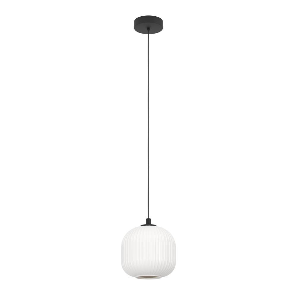 EGLO Hängeleuchte »MANTUNALLE«, 1 flammig, Leuchtmittel E27 | ohne Leuchtmittel, Pendelleuchte, Metall in schwarz und Glas in weiß, E27 Fassung, Ø 20cm