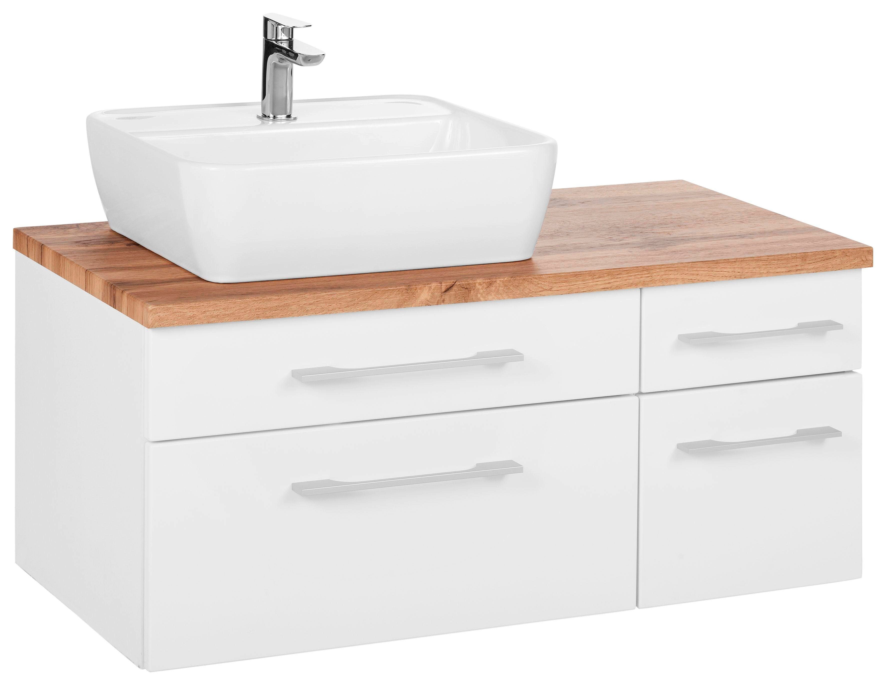 Waschbeckenunterschrank „Davos“, Bad, Waschtisch inkl. Waschbecken, Breite 90 cm, weiß B/H/T: 90 cm x 55 cm x 47 cm