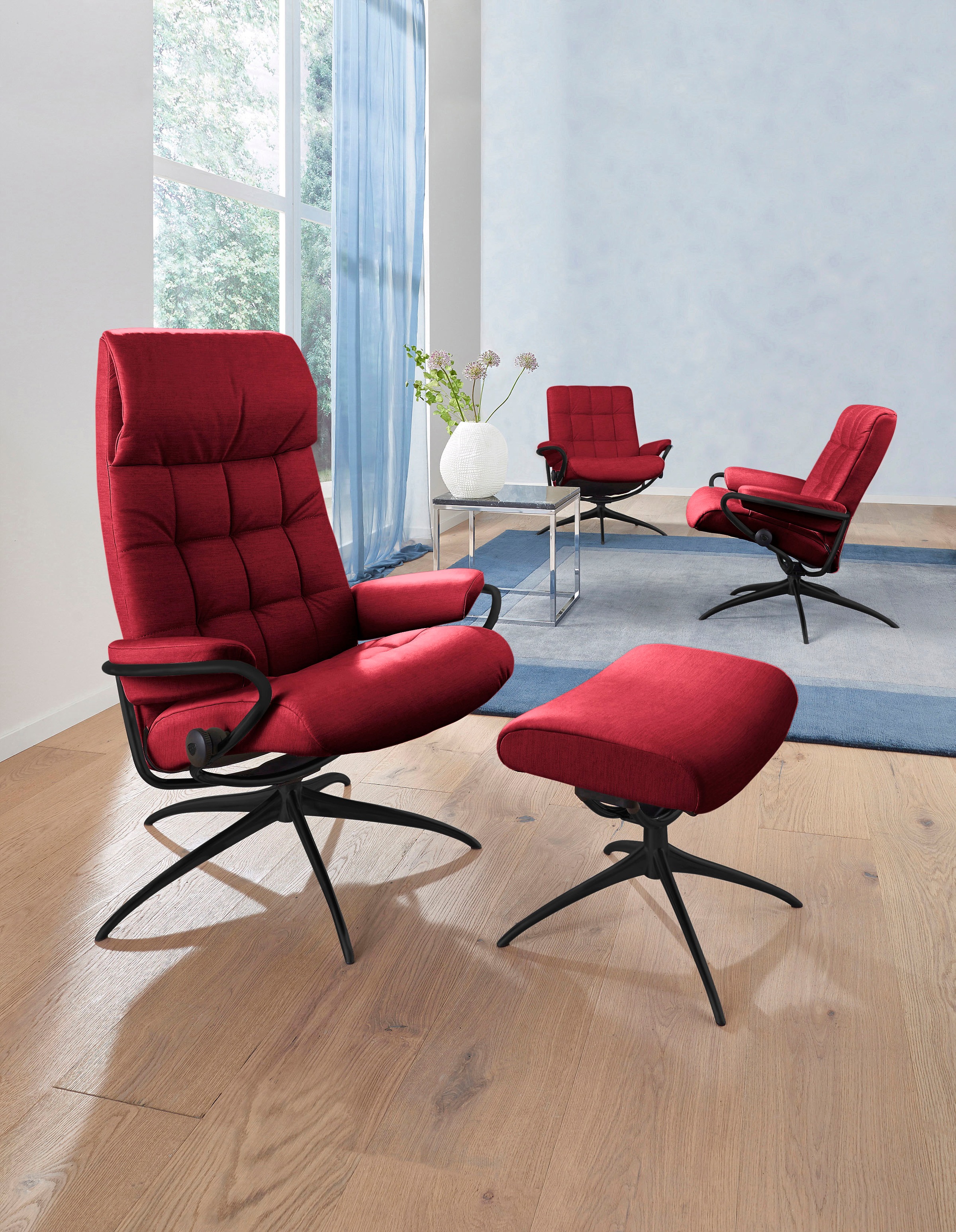 Stressless® Relaxsessel »London«, (Set, Relaxsessel mit Hocker), mit Hocker, High Back, mit Star Base, Gestell Schwarz