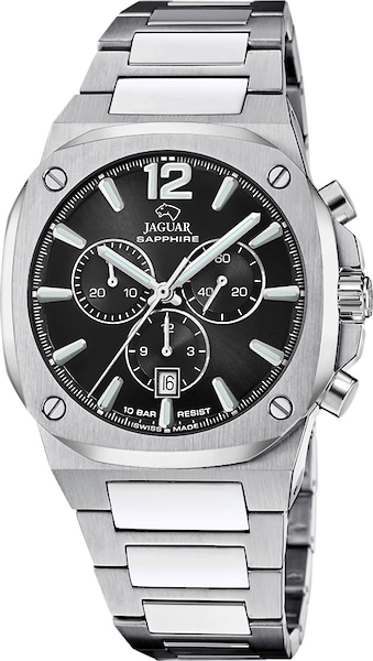 Jaguar Chronograph »Rondcarre« Quarzuhr, Armbanduhr, Herrenuhr, Swiss Made, Edelstahlarmband, Analog