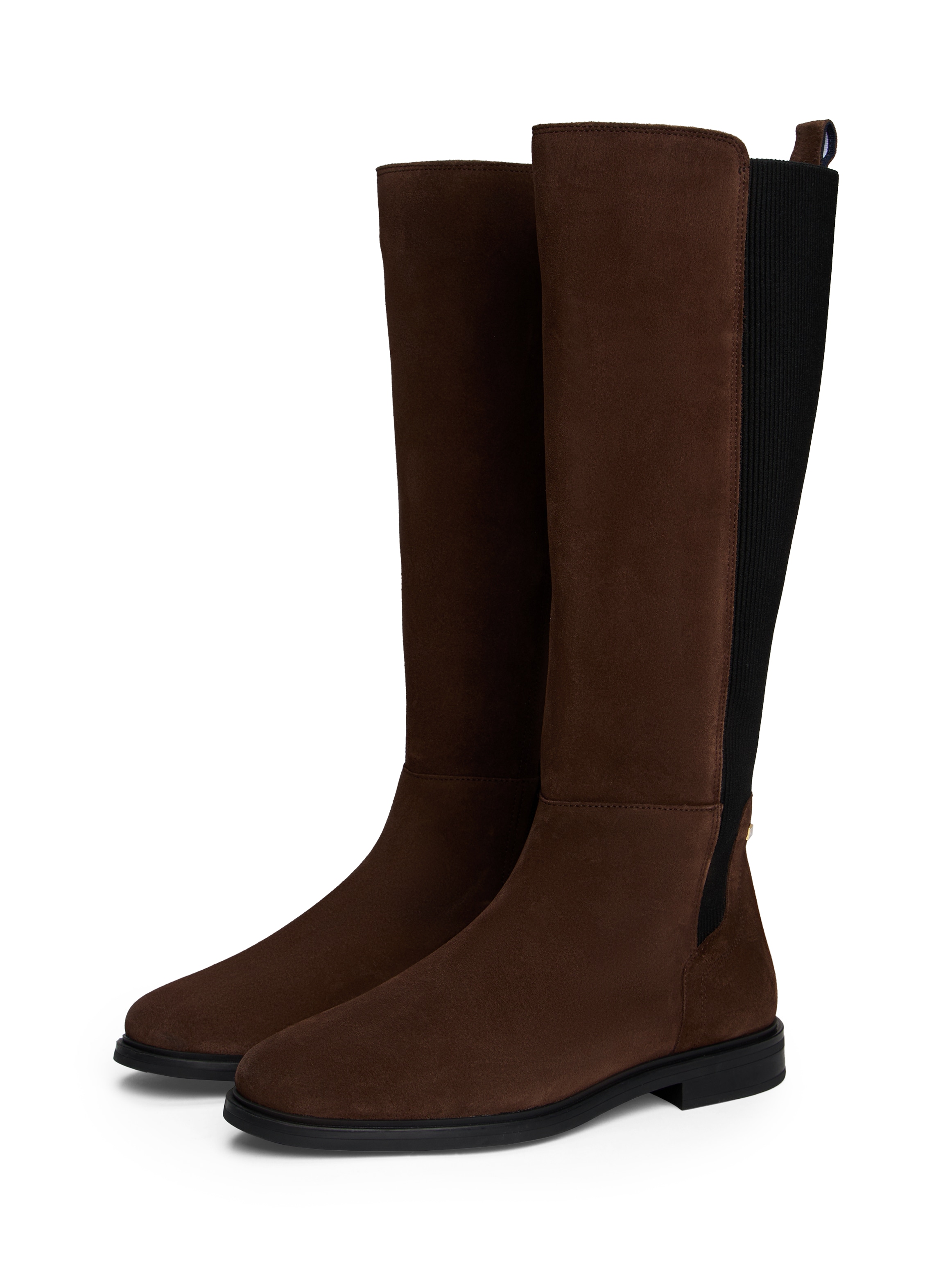 Tommy Hilfiger Stiefel »FLAG SUEDE LONG BOOT«  , Langschaftstiefel, Reißverschlussstiefel mit Logoflaggen-Detail