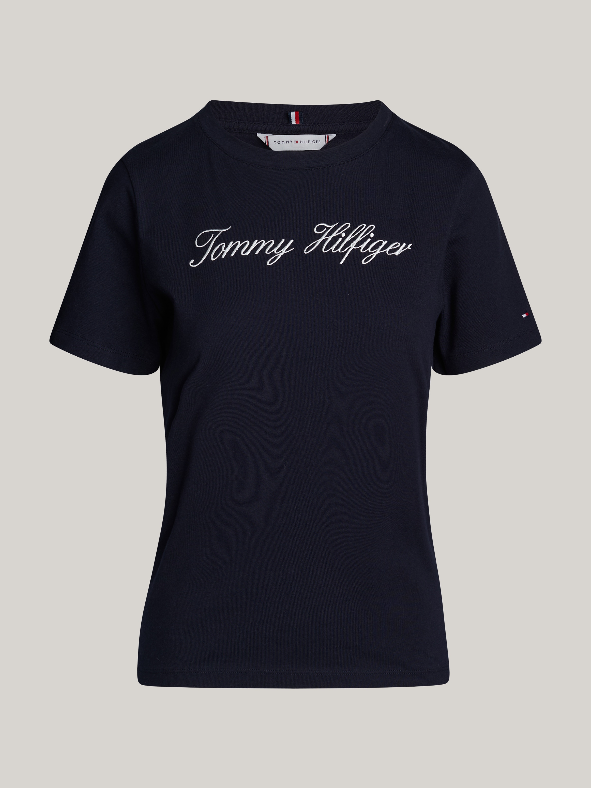 Tommy Hilfiger T-Shirt »NOS SCRIPT REGULAR C-NK SS«, Mit Rundhals und kontrastfarbenem Druck