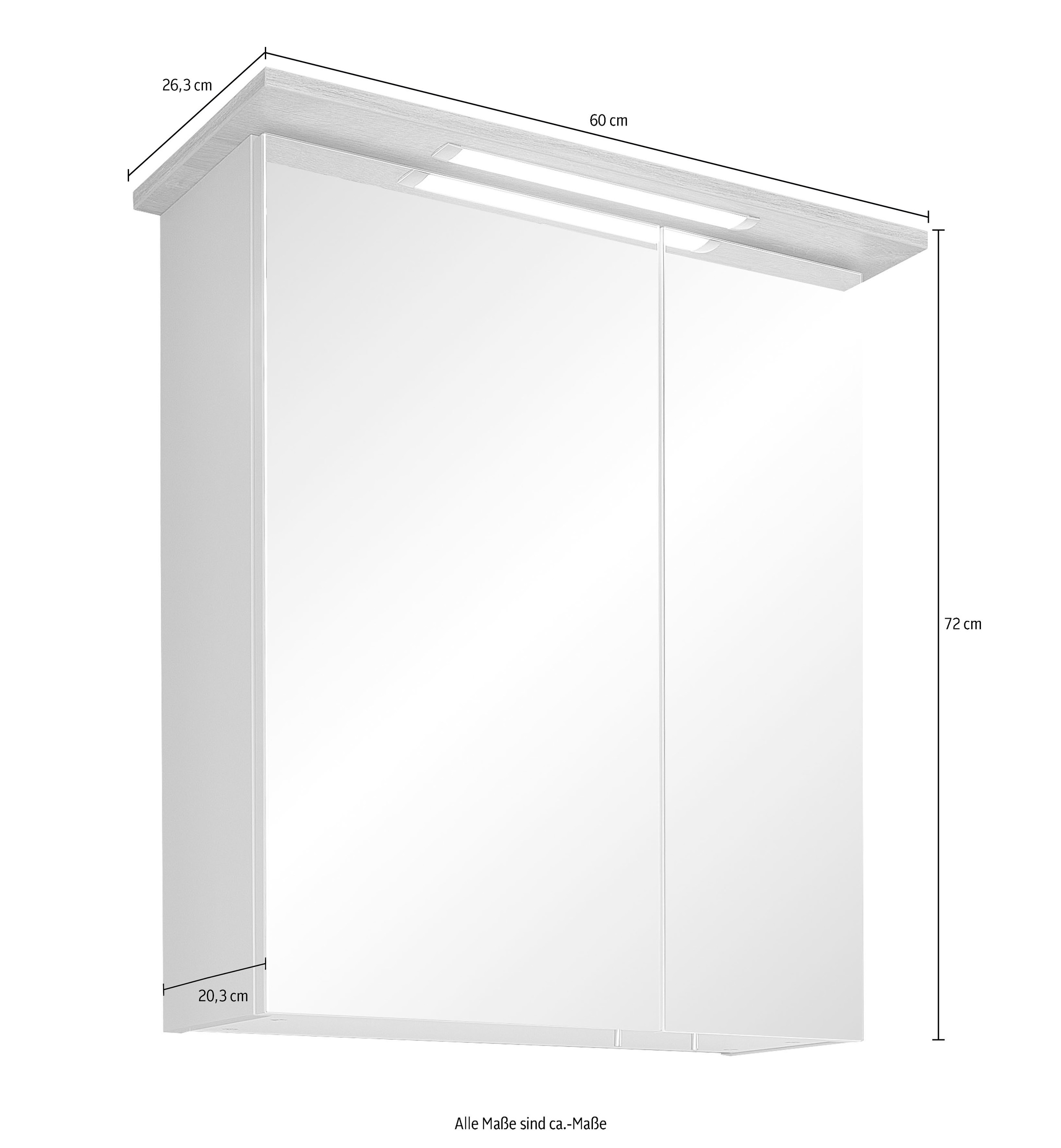 Saphir Badmöbel-Set »Quickset 5-teilig, Waschbeckenunterschrank mit LED-Spiegelschrank«, (5 St.), Unterschrank, Hängeschrank, Midischrank, inkl. Türdämpfer, 6 Türen