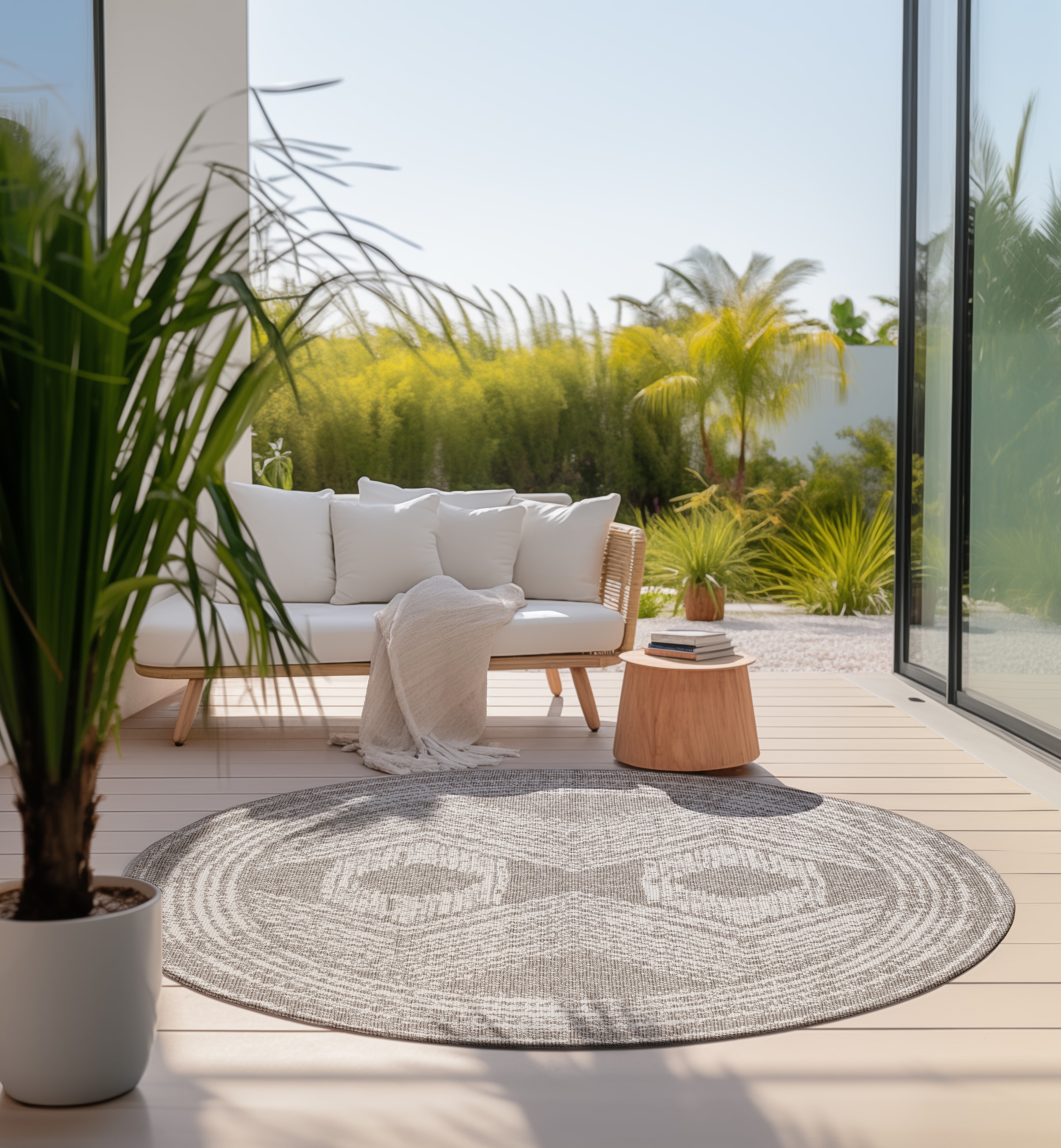 ELLE DECORATION Teppich »Merge Wendeteppich«, rund, 5 mm Höhe, Flachgewebe, In-& Outdoor, Modern, beidseitig, Balkon, Wohnzimmer