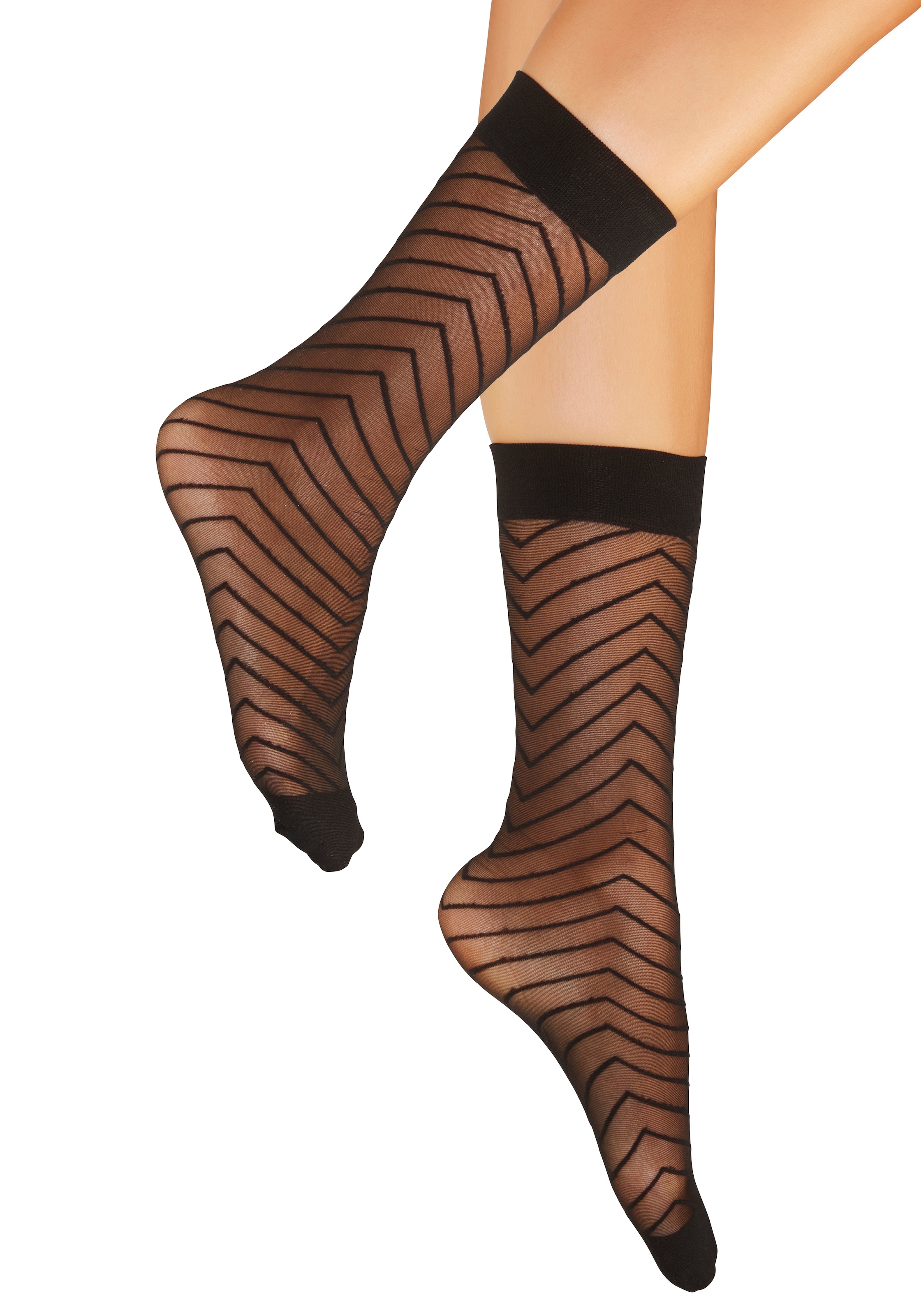 Vivance Feinsöckchen »Transparente Nylon Socken, Damen Feinstrümpfe, für Alltag und Büro« 20 DEN Packung, 2 Paar tlg. mit Streifen Design