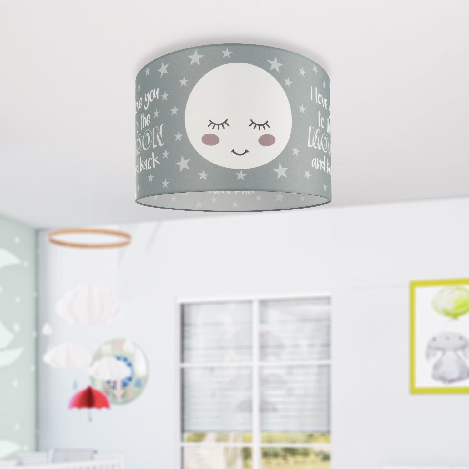 Paco Home Deckenleuchte »Aleyna 103«, 1 flammig, Leuchtmittel E27 | ohne Leuchtmittel, Kinderlampe Deckenlampe LED Kinderzimmer Lampe Mond-Motiv, E27