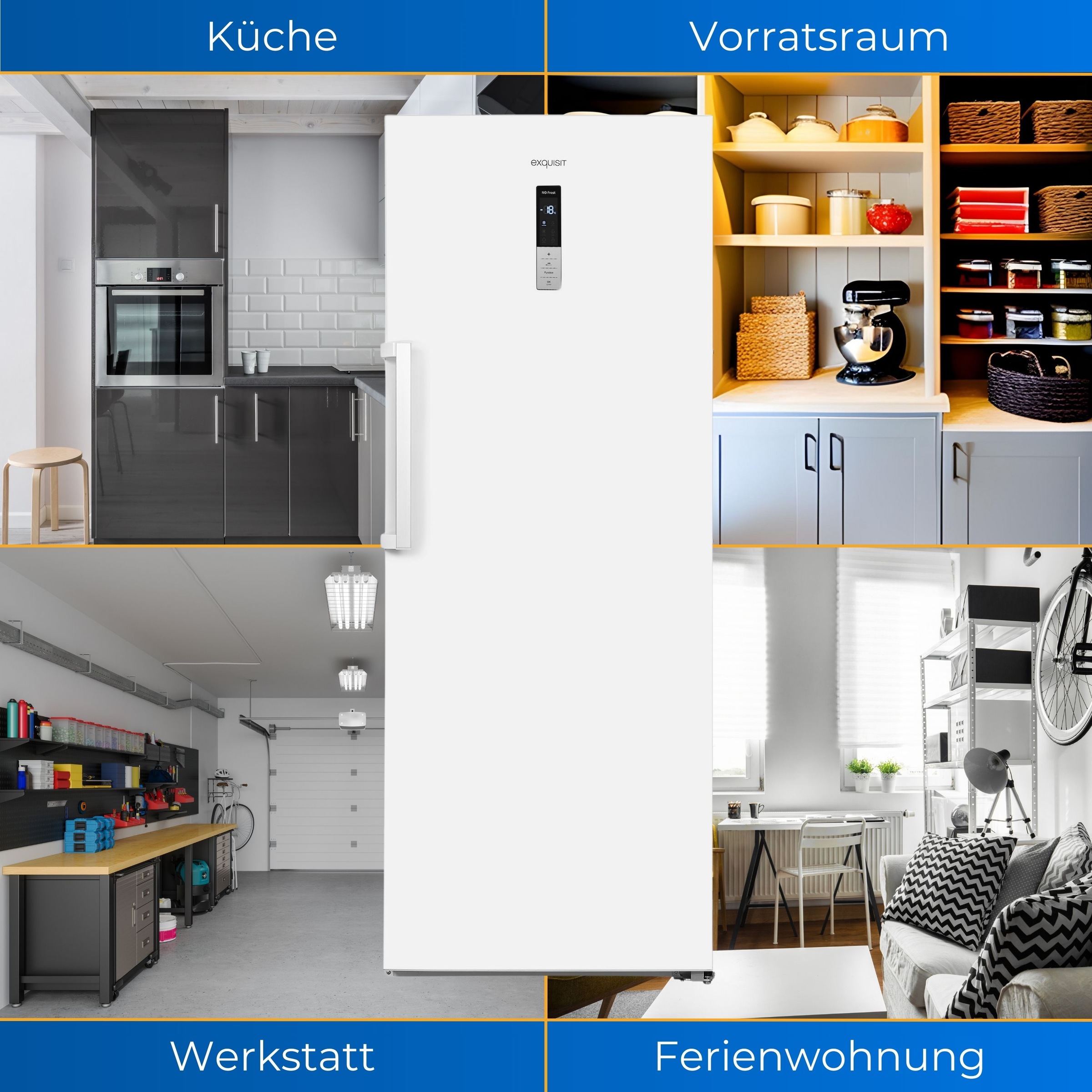 exquisit Gefrierschrank »GS380-NF-H-050D weiss«, 185,5 cm hoch, 71 cm breit, Türanschlag wechselbar