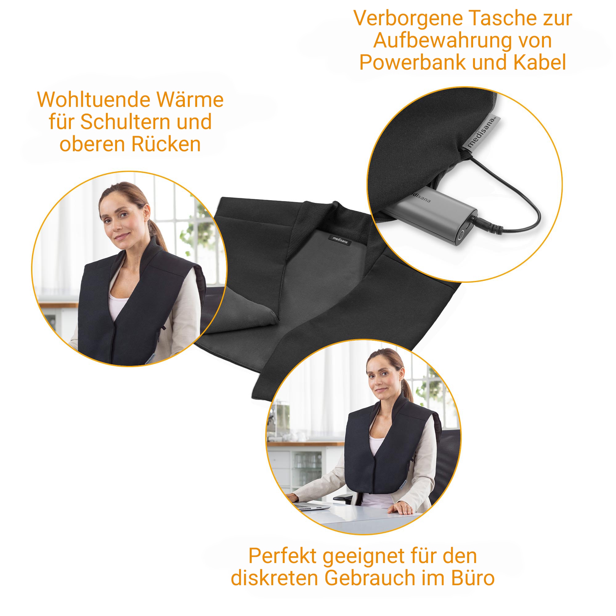 Medisana Wärmecape »OL 100« kurzes Cape im smarten Businesslook, kabellose Anwendung, 3 Heizstufen