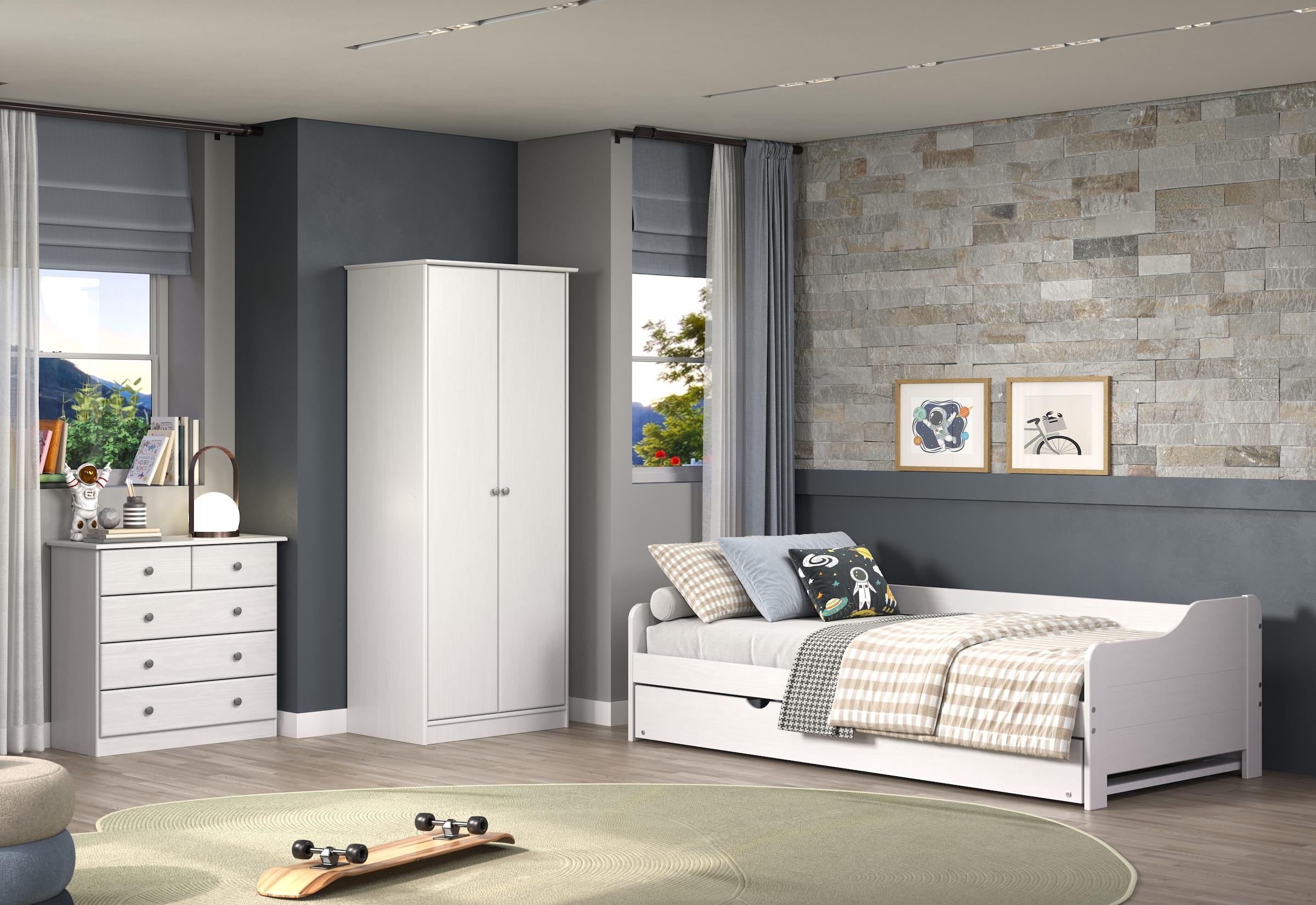 Home affaire Schubkastenkommode »Delsbo Kommode Wäscheschrank Beistellschrank Schrank Bestseller«, (1 St., Landhaus Design aus Kiefernholz), Massivholz Sideboard mit 5 Schubladen - Metall-Knopfgriffe