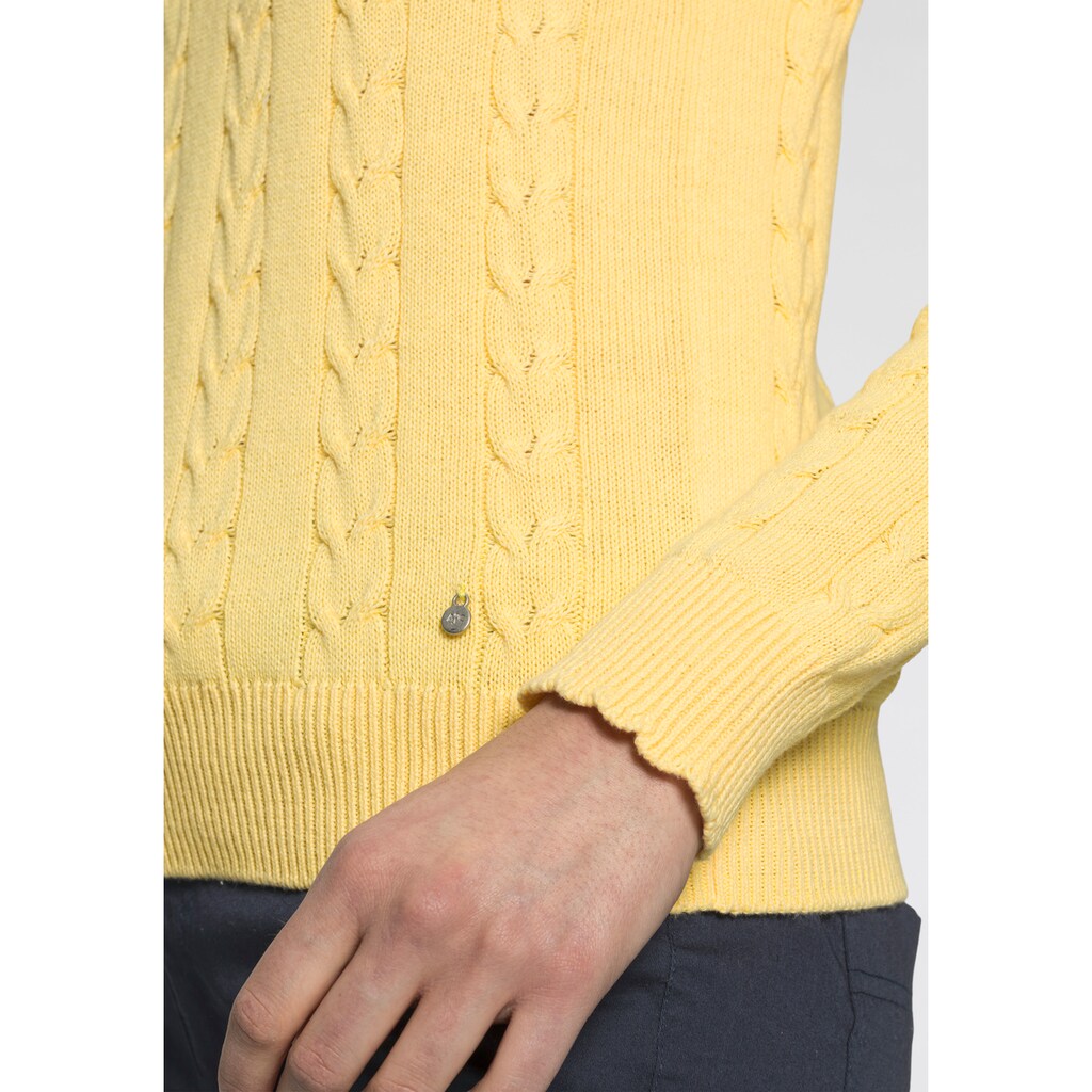 AJC V-Ausschnitt-Pullover, mit Zopfmuster und Stickerei - NEUE KOLLEKTION