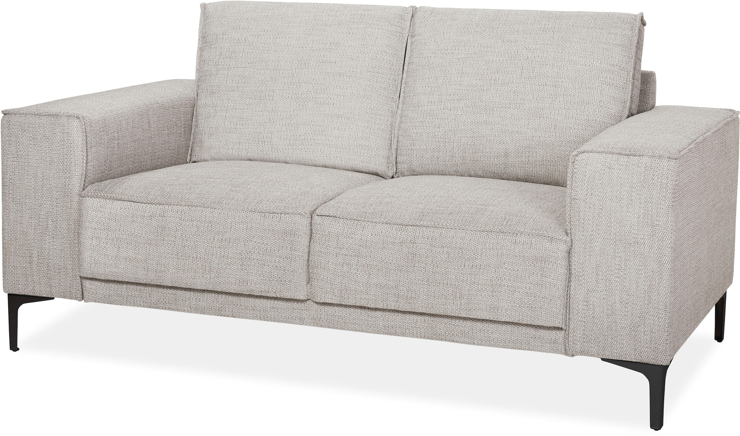 Places of Style 2-Sitzer »Kompaktsofa Oland, Struktur, Flachgewebe, Luxus-Microfaser, Boucle«, 164 cm, Wellenunterfederung, Skandi-Design, Metallfüße