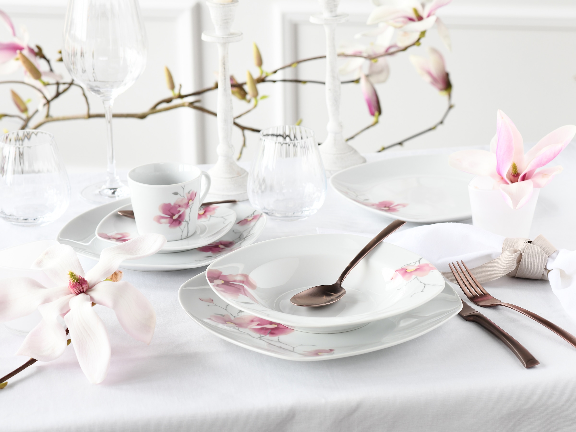 CreaTable Kombiservice »Amelie Aiko, Kombi-Service 30-tlg«, (Set, 30 tlg.), Blumendekor