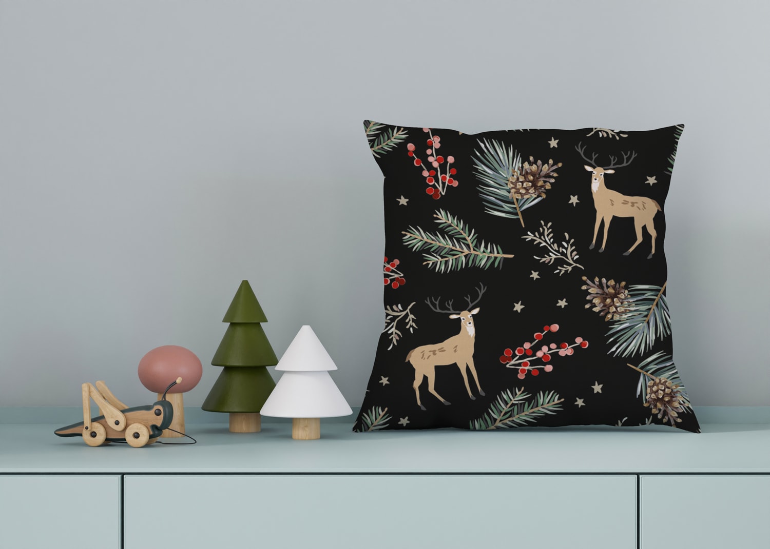 queence Dekokissen »Rudolf«, Kissenhülle,Rentier,Weihnachten,Schwarz,Winter günstig online kaufen