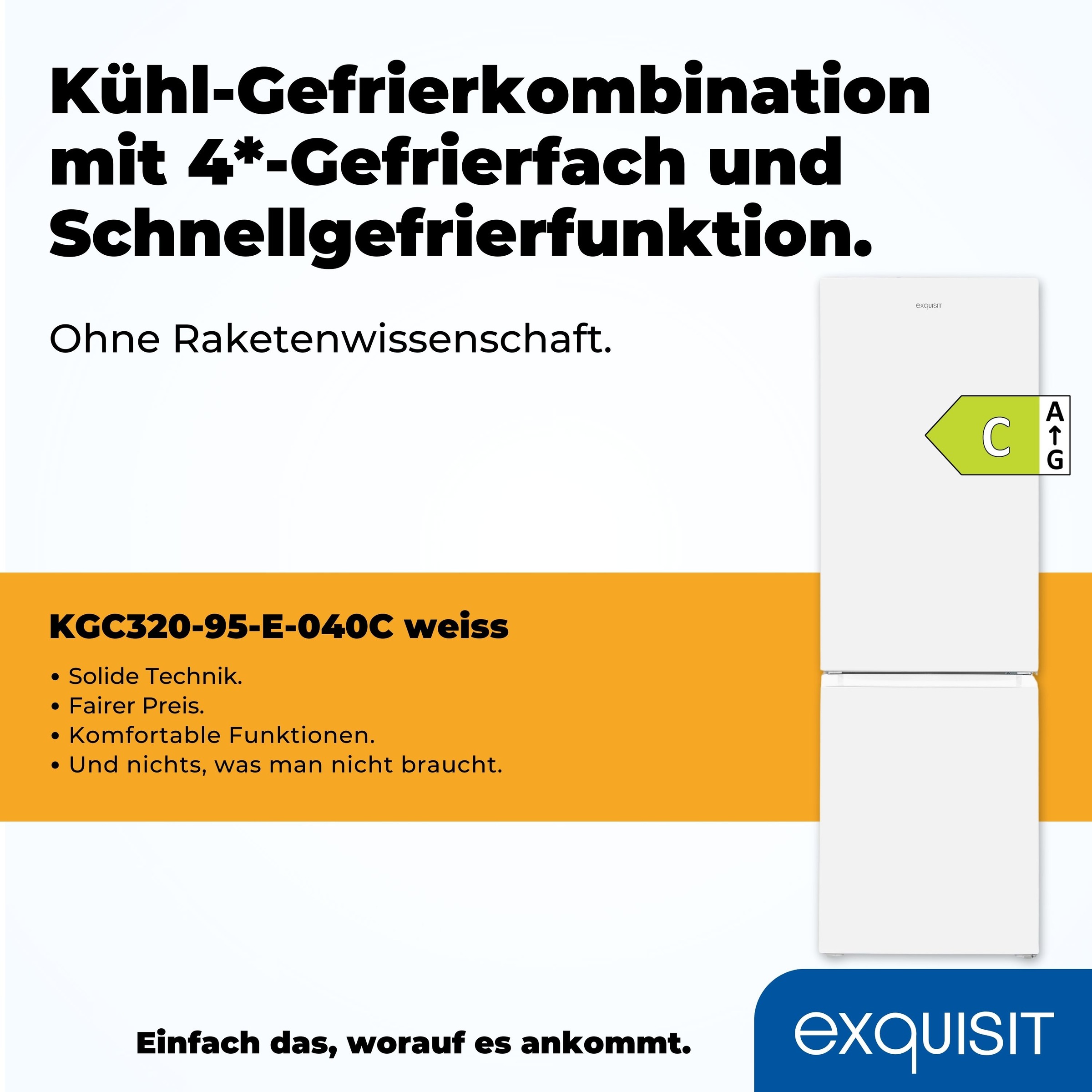 exquisit Kühl-/Gefrierkombination »KGC320-95-E-040C«, 315 Liter Nutzinhalt, Elektronische Steuerung