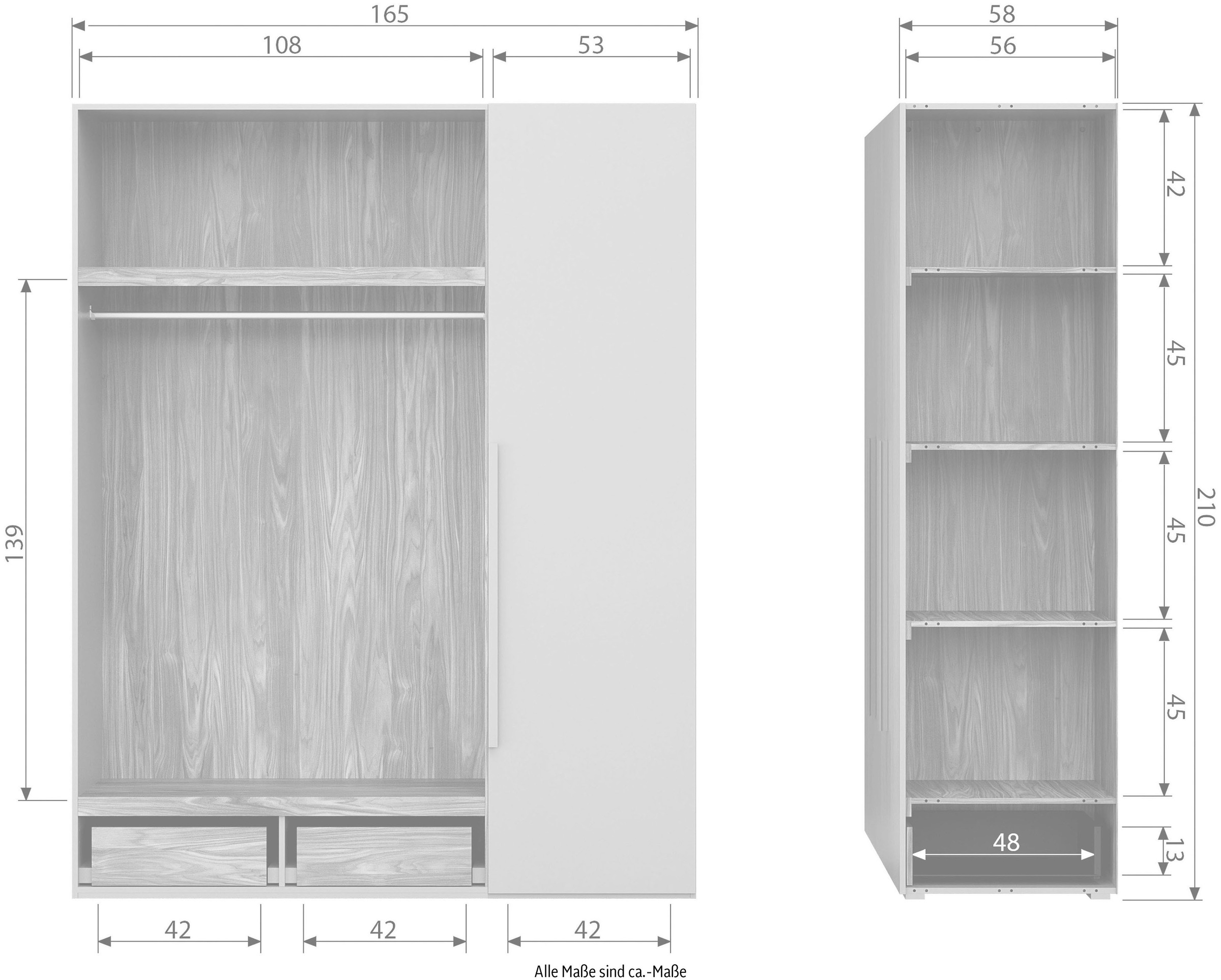WOOOD Garderobenschrank »Rens«, aus Nussbaum-Dekor, viel Stauraum, Höhe 210 cm
