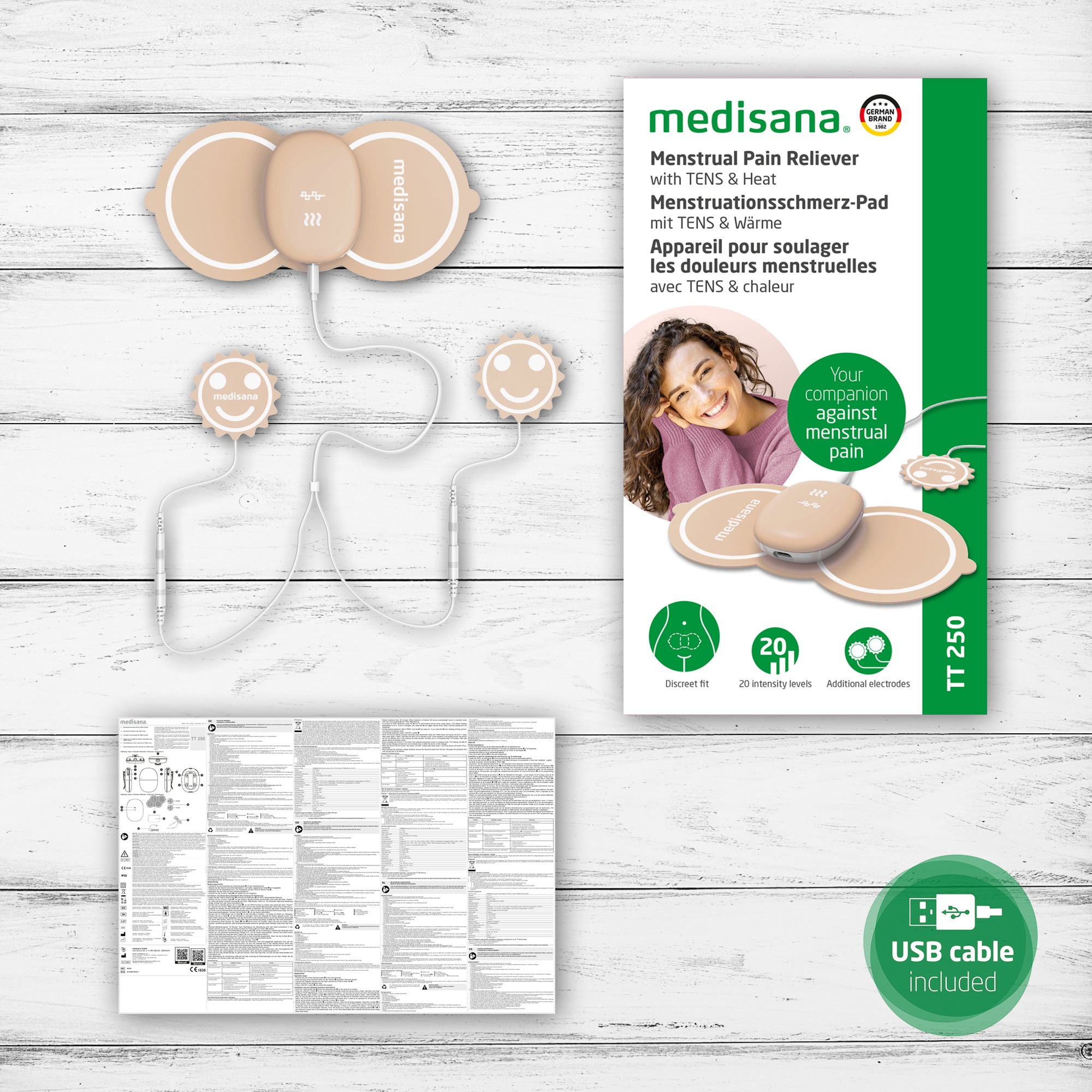 Medisana Menstruations-Pad »TT 250«, Linderung & Entspannung bei Menstruation und Endometriose, Tens, Wärme