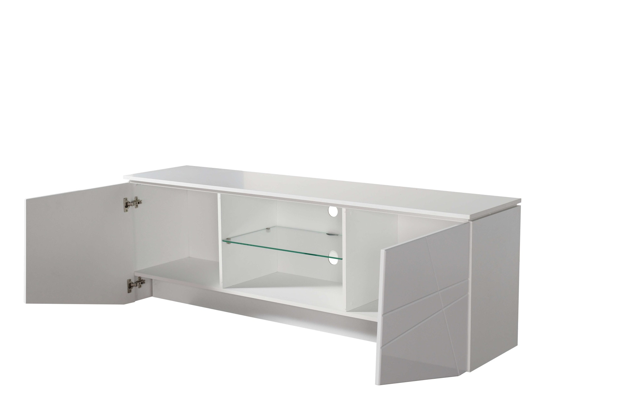 INOSIGN Lowboard »Cadiz TV-Board«, TV-Kommode mit Hochglanzfronten und Fräsungen, Glasboden