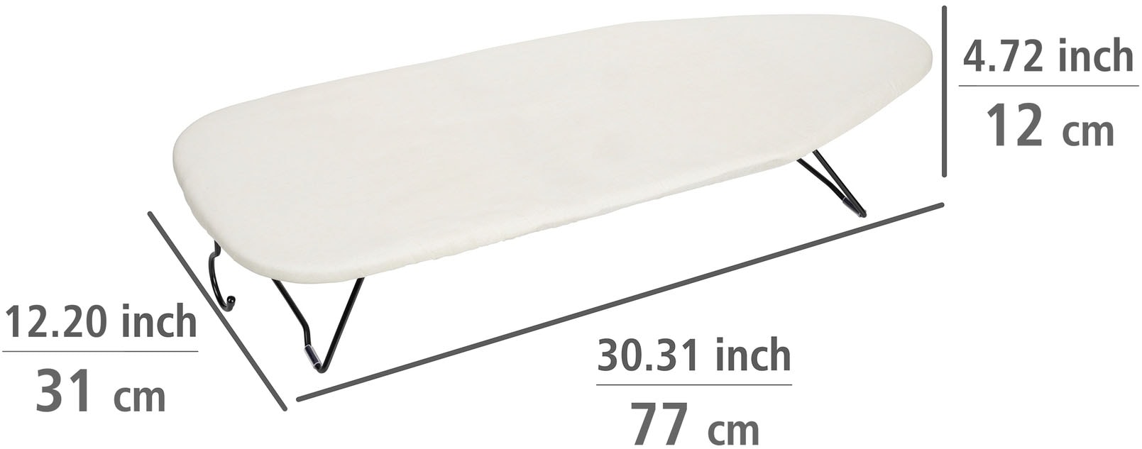 WENKO Tischbügelbrett »Modell Leona« Bügelfläche 77 cmx31 cm platzsparend verstaubar, inkl. Aufhängung