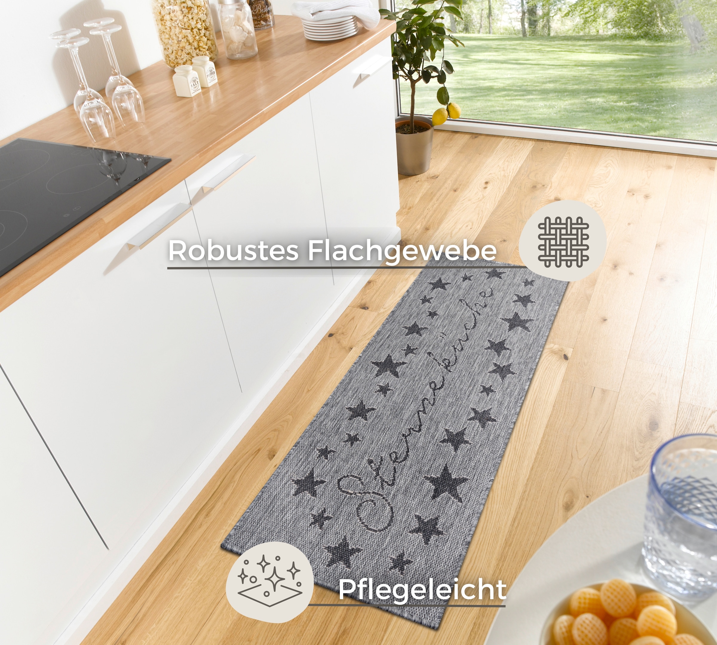 HANSE Home Küchenläufer »Sterneküche«, rechteckig, 5 mm Höhe, Läufer, Rutschfest, Küchenteppich, Küche, Teppich, Pflegeleicht, Flur
