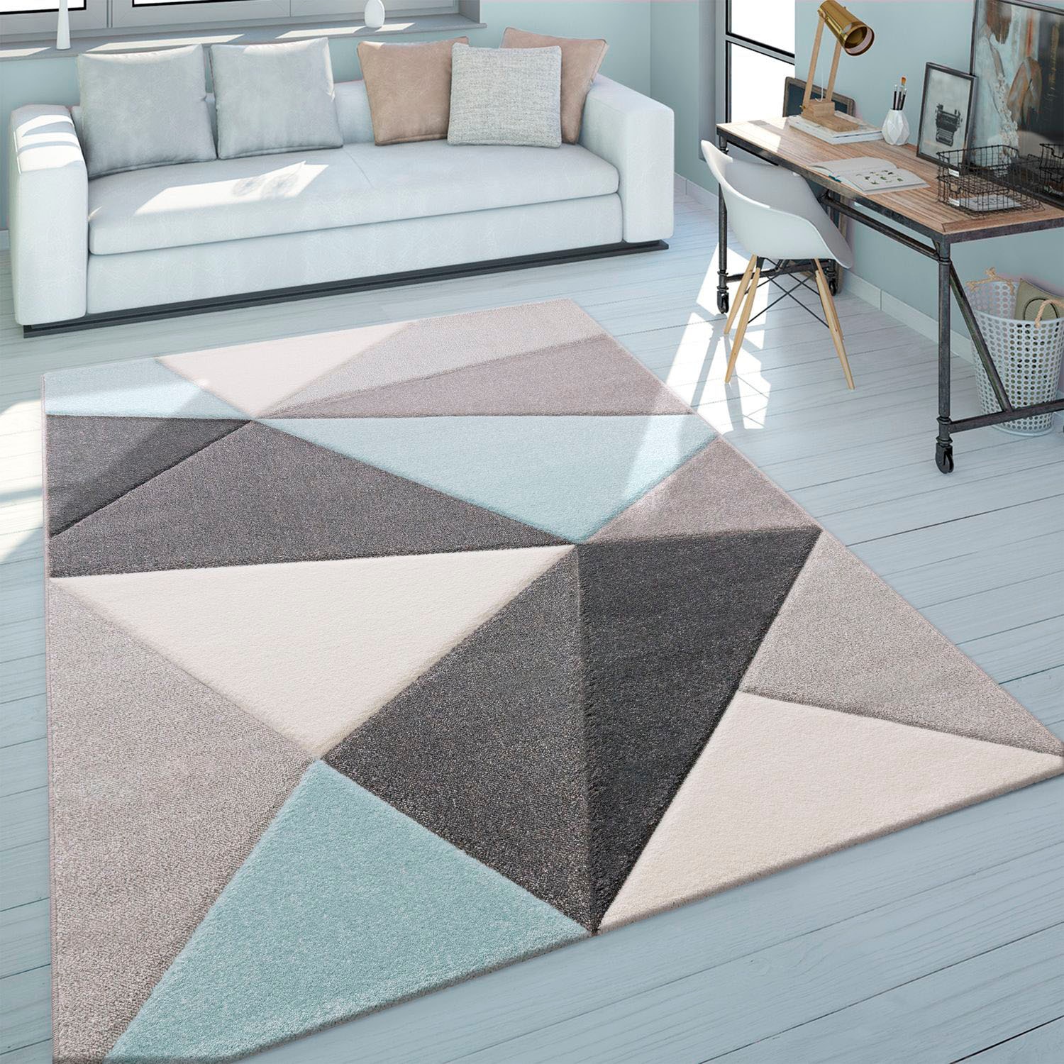 Paco Home Teppich »Lara 237«, rechteckig, Kurzflor, modernes geometrisches  Design, mit Konturenschnitt auf Raten bestellen