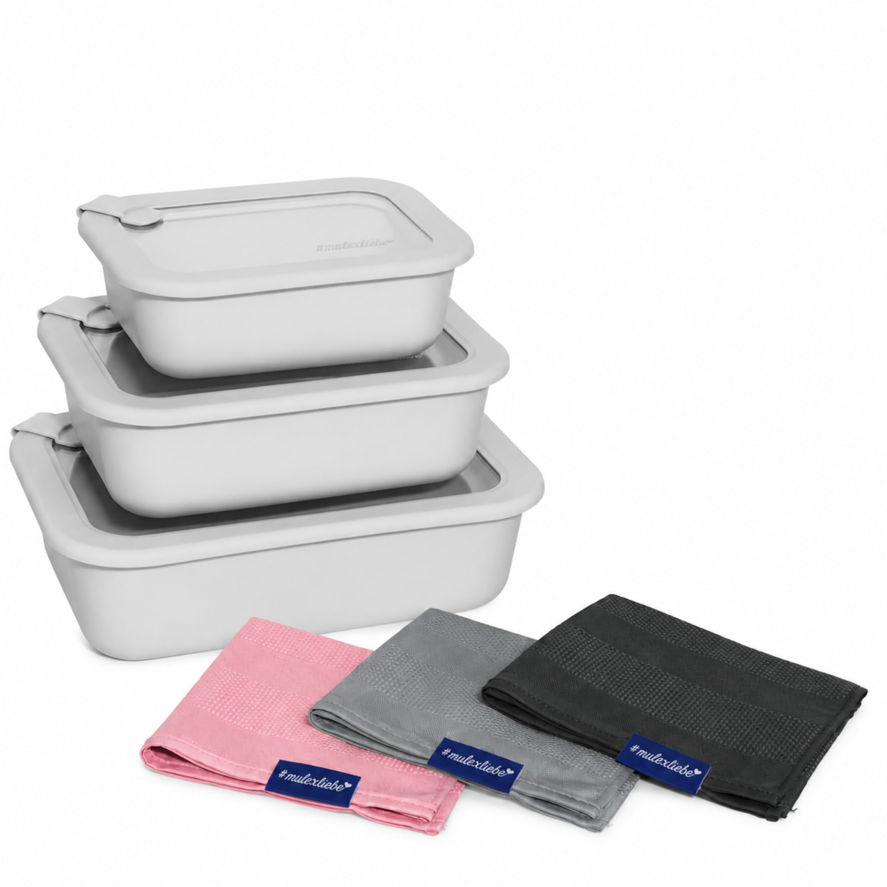 Mulex Aufbewahrungsdose »Vorratsdosen LUND HAPPY FRESH Meal Cubes mit Multifunktionstüchern« Aufbewahrungsdosen aus Borosilikatglas, luftdicht, 6er Set