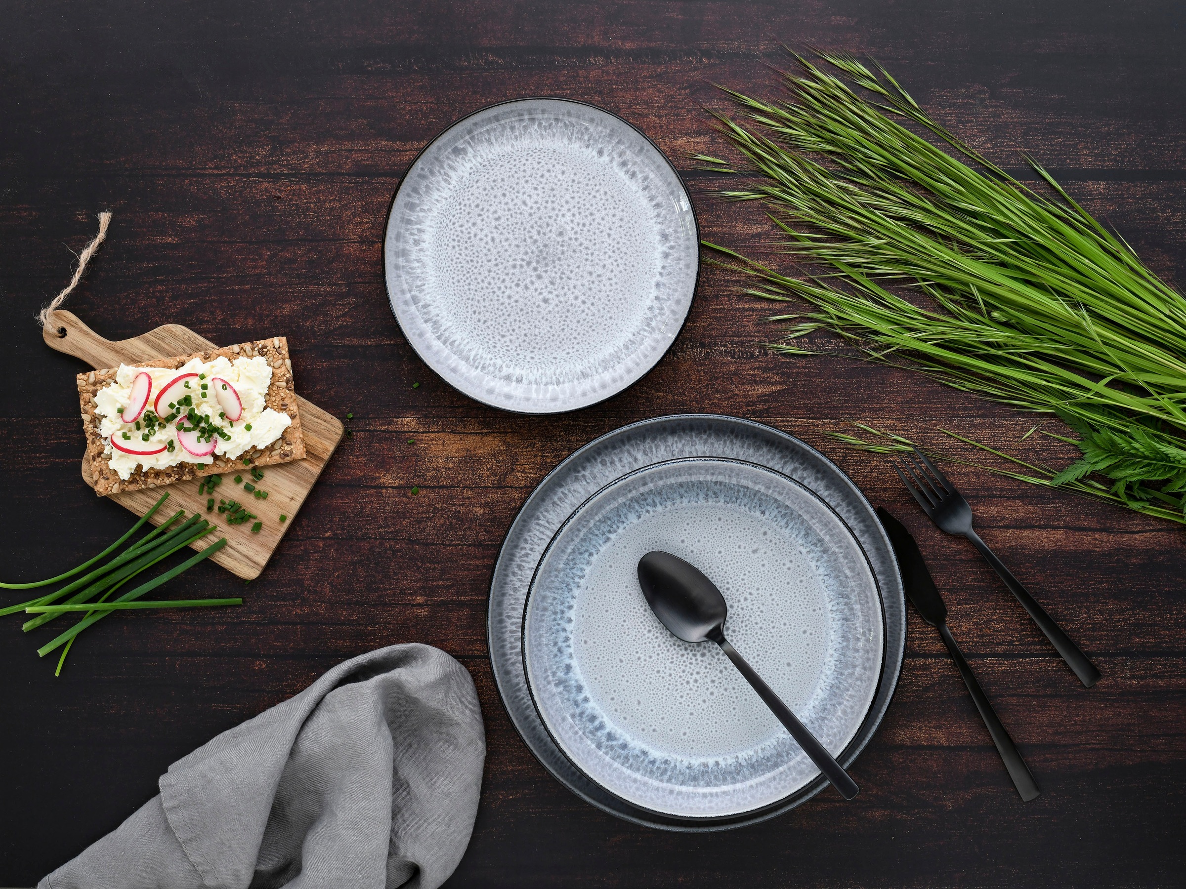 CreaTable Teller-Set »Nordic Fjord«, (Set, 18 tlg.), je 6 Speiseteller 26 cm, Suppenteller 22,5 cm, Dessertteller 19,5 cm
