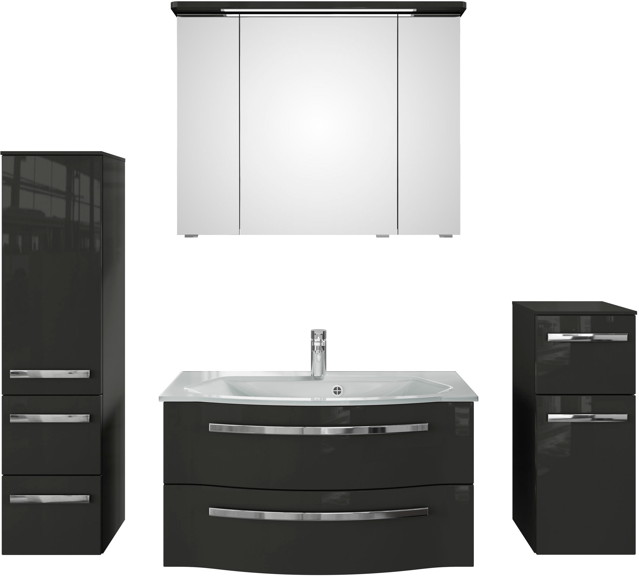 Saphir Badmöbel-Set »Serie 4005, vormontiert, Glaswaschbecken, Spiegelschra günstig online kaufen