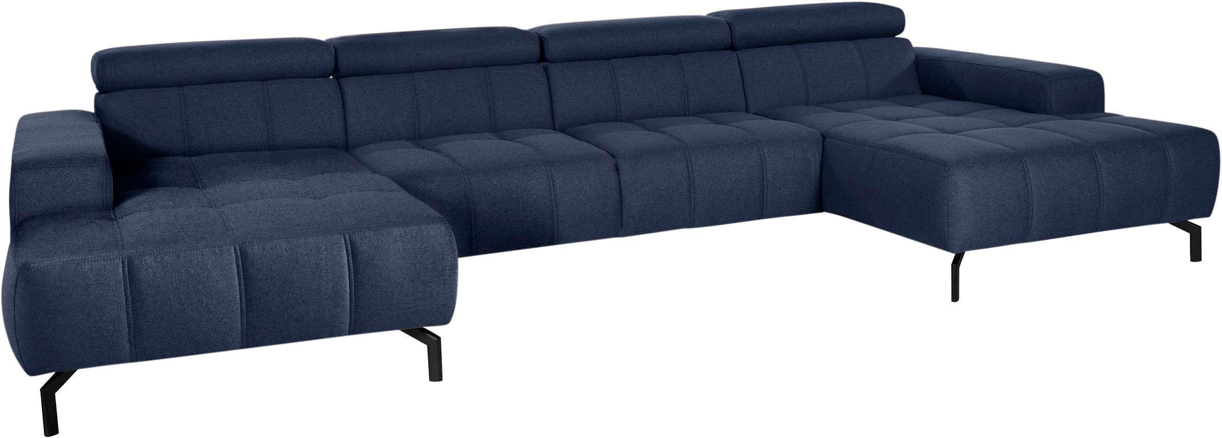 DOMO collection Wohnlandschaft »Cunelli tolle Sitznähte als Designelement, fester Sitzkomfort, U-Form«, wahlweise mit Kopfteilverstellung, bodenfrei