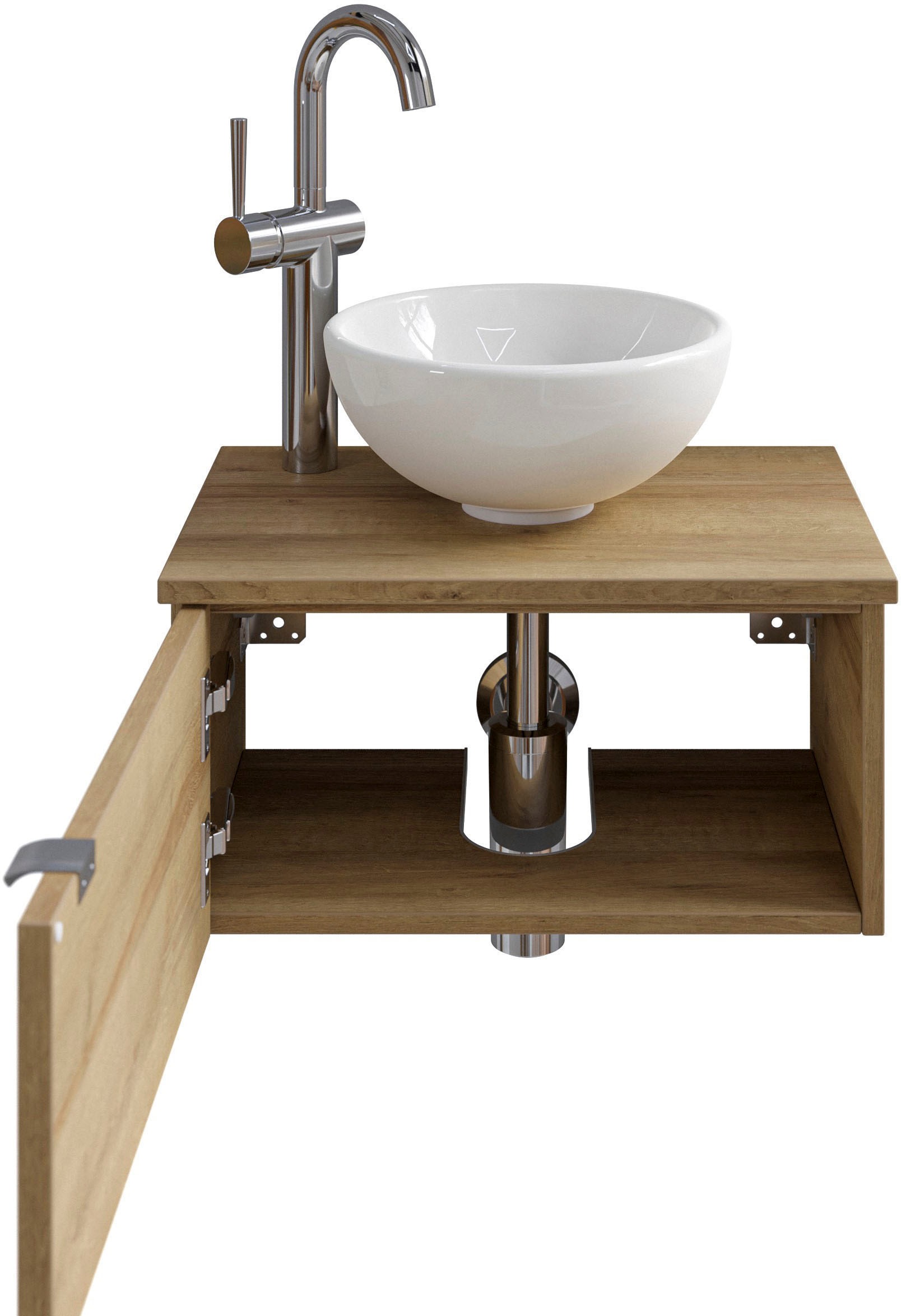 Saphir Waschtisch »Serie 6915 Waschschale mit Unterschrank für Gästebad, Gäste WC«, 51 cm breit, 1 Tür, Waschtischplatte, kleine Bäder, ohne Armatur