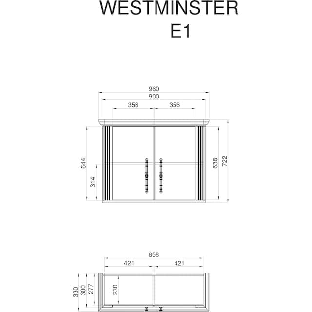 Home affaire Hängeschrank »Westminster«, im romantischen Landhausstil,  Breite 96 cm online bestellen