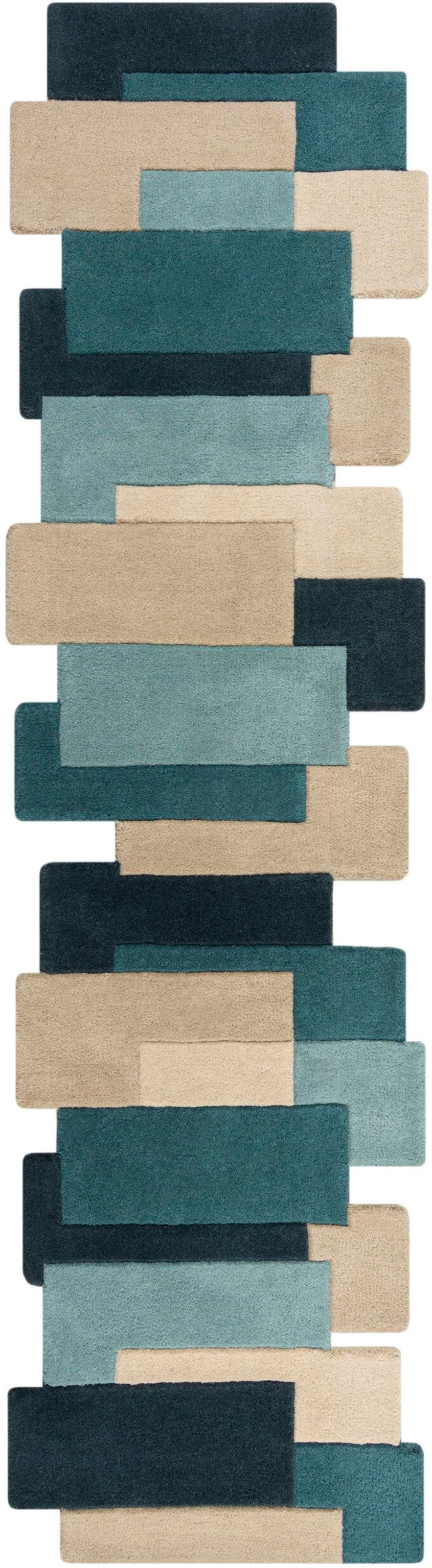 Teppichläufer Collage«, RUGS Design, Patchwork, »Abstract bequem schnell 100% Wolle, mehrfarbig, modern, FLAIR rechteckig, Läufer bestellen und Karo