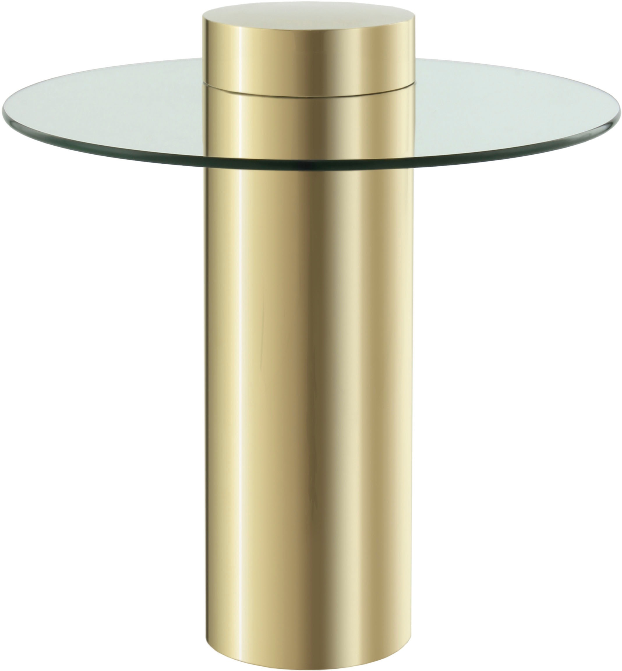 KAYOOM Beistelltisch »Ontario 125, Runde Glasplatte aus Sicherheitsglas, 100% Edelstahl« 1 Stk. tlg. Minimalistisches Design, Säulengestell,...