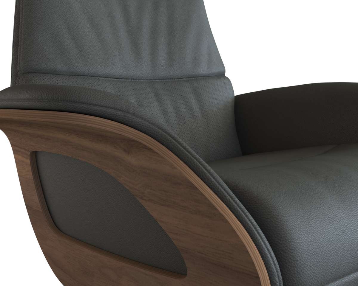 FLEXLUX Relaxsessel »Clement elektrischer Funktionsessel«, Größe M, Rücken & Fußteil elektrisch, Akku, Arml. Walnuss, Fuß Alu