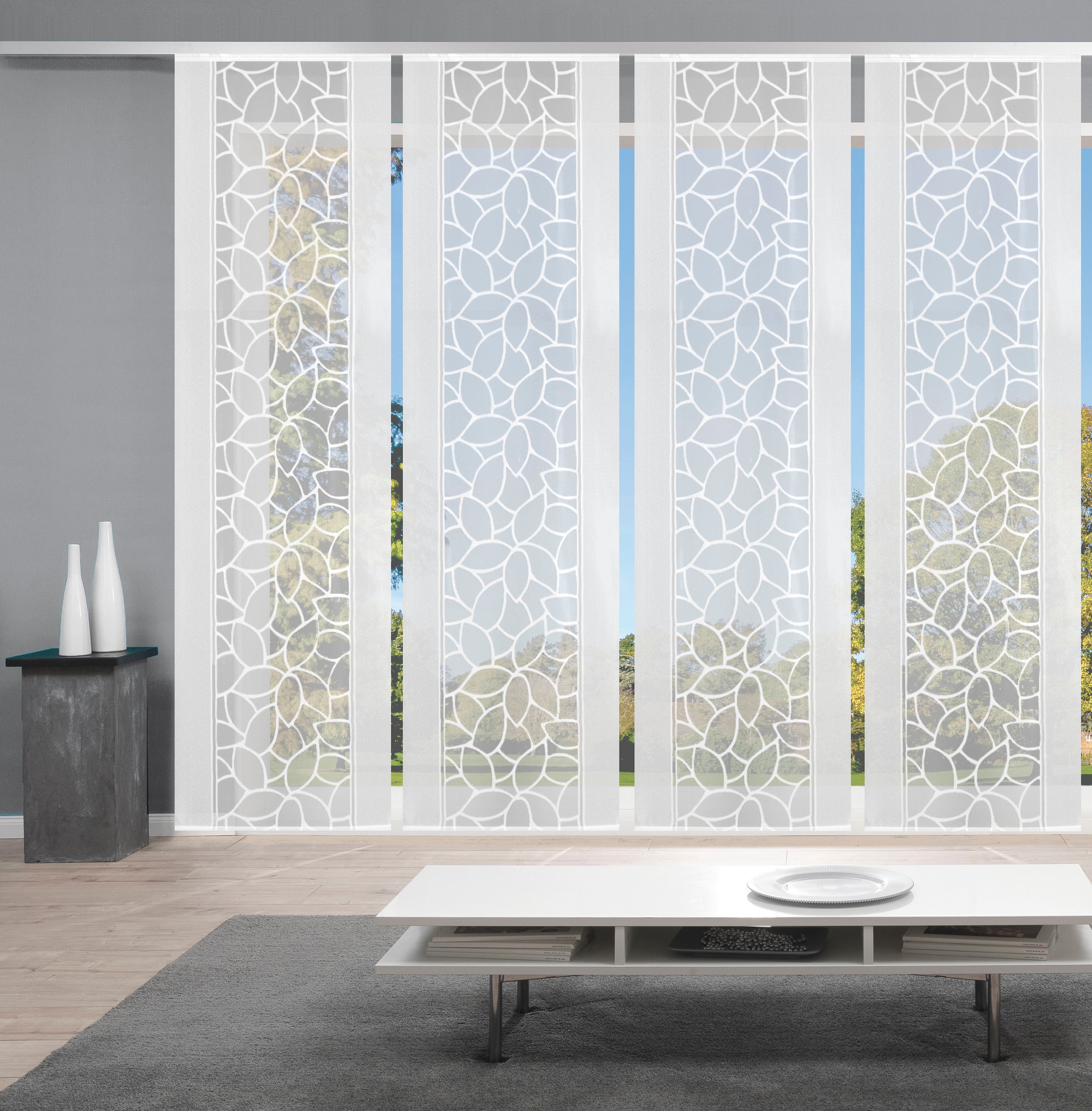 HOME WOHNIDEEN Schiebegardine »JENNA« Klettband 4 tlg. Schiebevorhang Jacqu günstig online kaufen