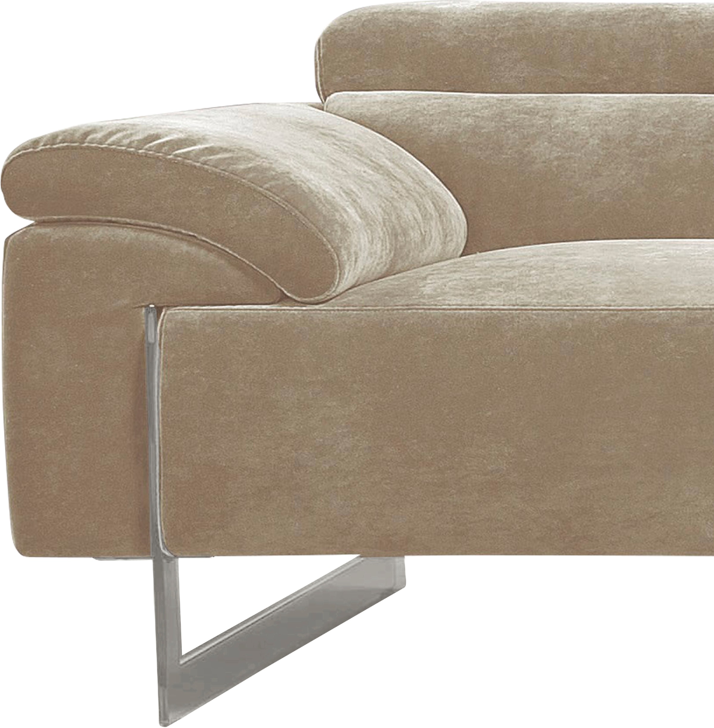 Egoitaliano 2,5-Sitzer »Malika, Designsofa mit hohem Sitzkomfort, edel und bequem« inkl. Kopfteilverstellung und chromfarbenen Metallfüßen