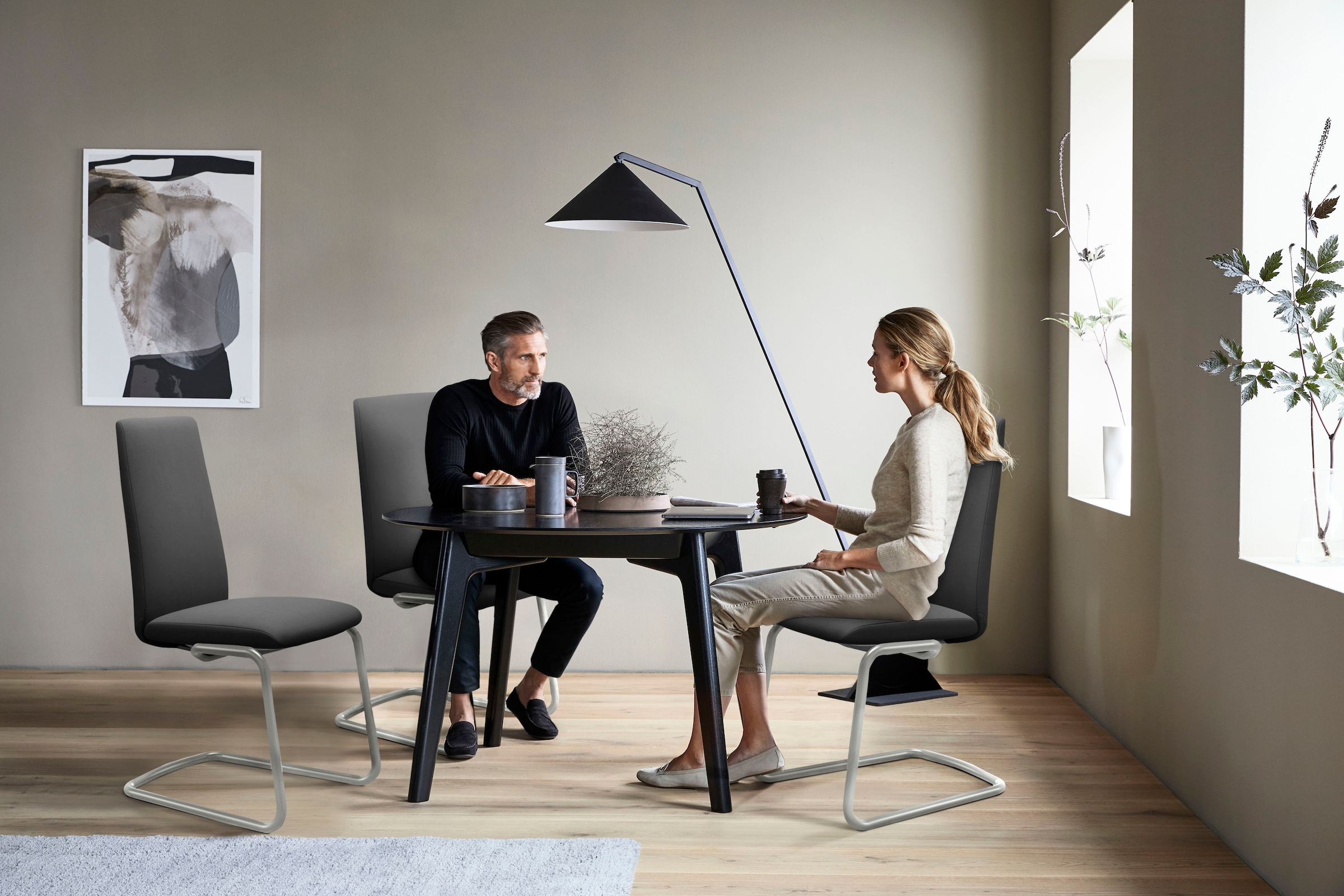 Stressless® Polsterstuhl »Laurel«, Microfaser DINAMICA, High Back, Größe L, mit Beinen aus Stahl in Chrom matt
