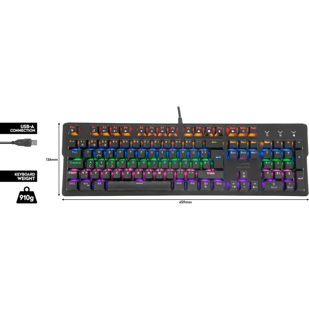 Speedlink Gaming-Tastatur »VELA LED mechanisch«, (USB-Anschluss)