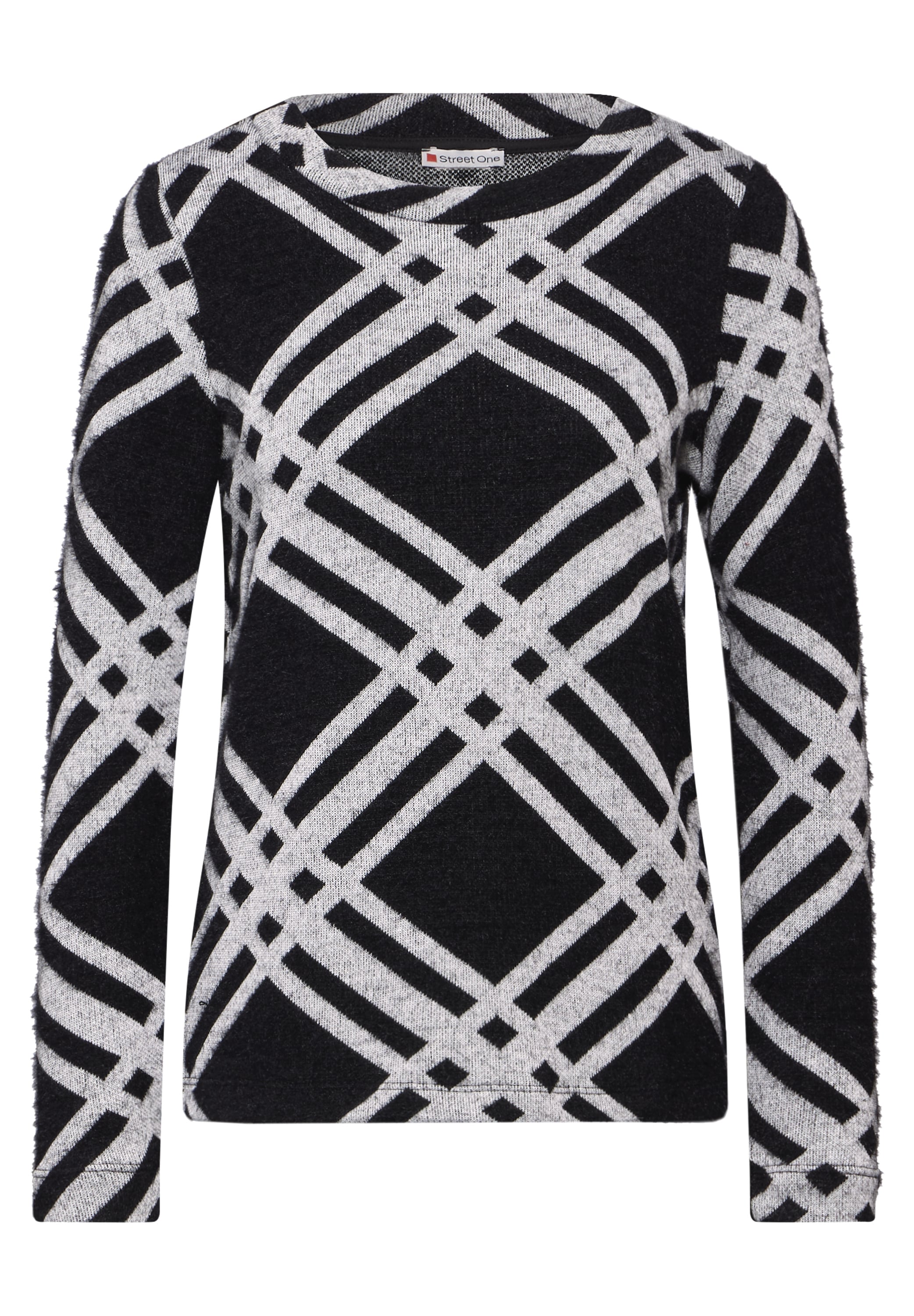 STREET ONE Strickpullover »mit Karomuster«, mit Karomuster