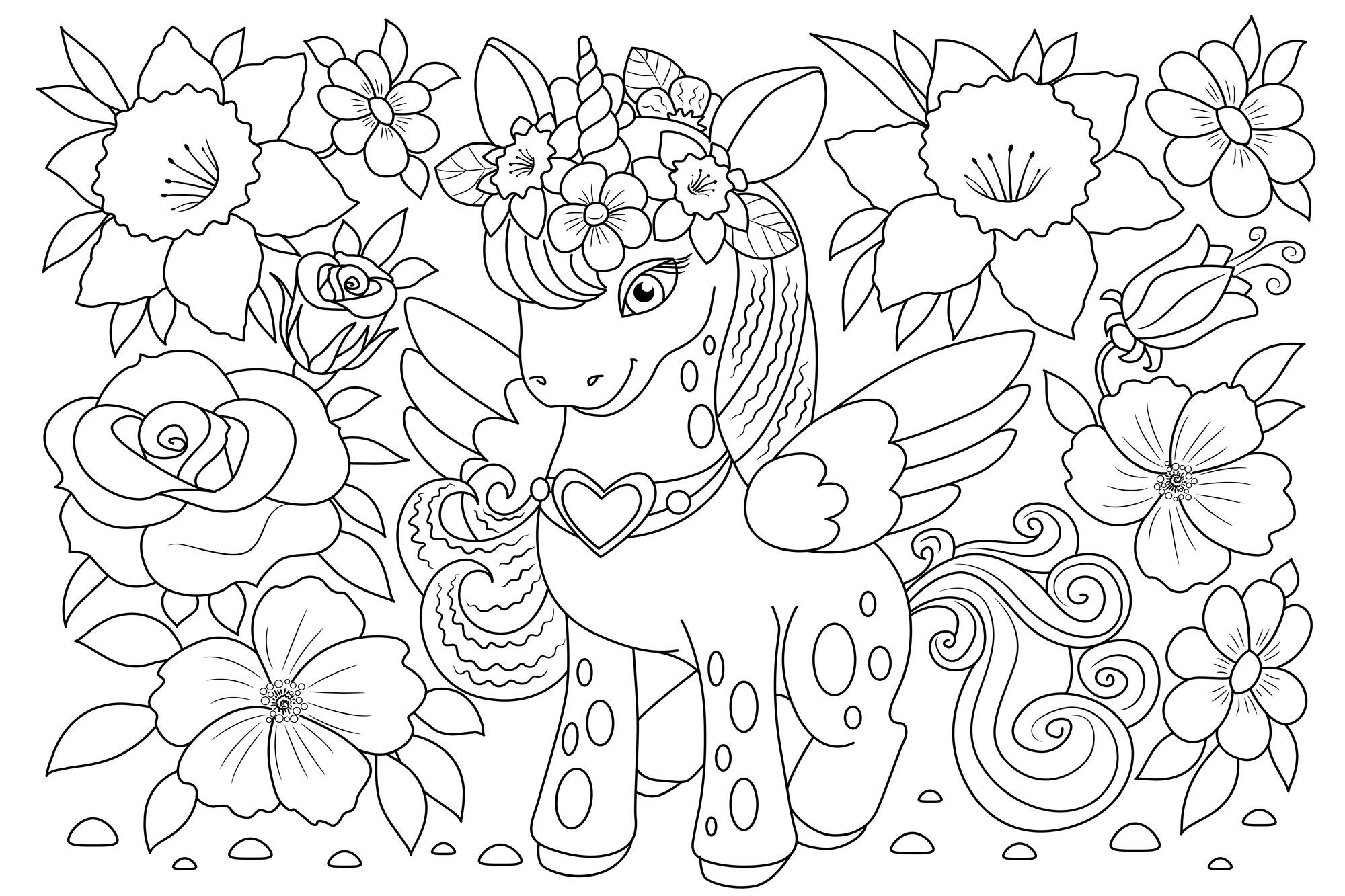 queence Bild »Einhorn und Blumen« Blumenbilder   Blätter   Blätterbilder günstig online kaufen