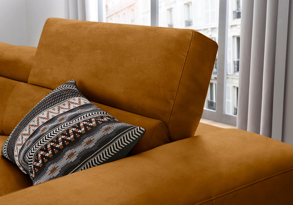 W.SCHILLIG Ecksofa »piedroo, Designsofa mit tollem Sitzkomfort, L-Form«, Kopfteilverstellung, wahlweise mit Sitztiefenverstellung, Breite 303cm