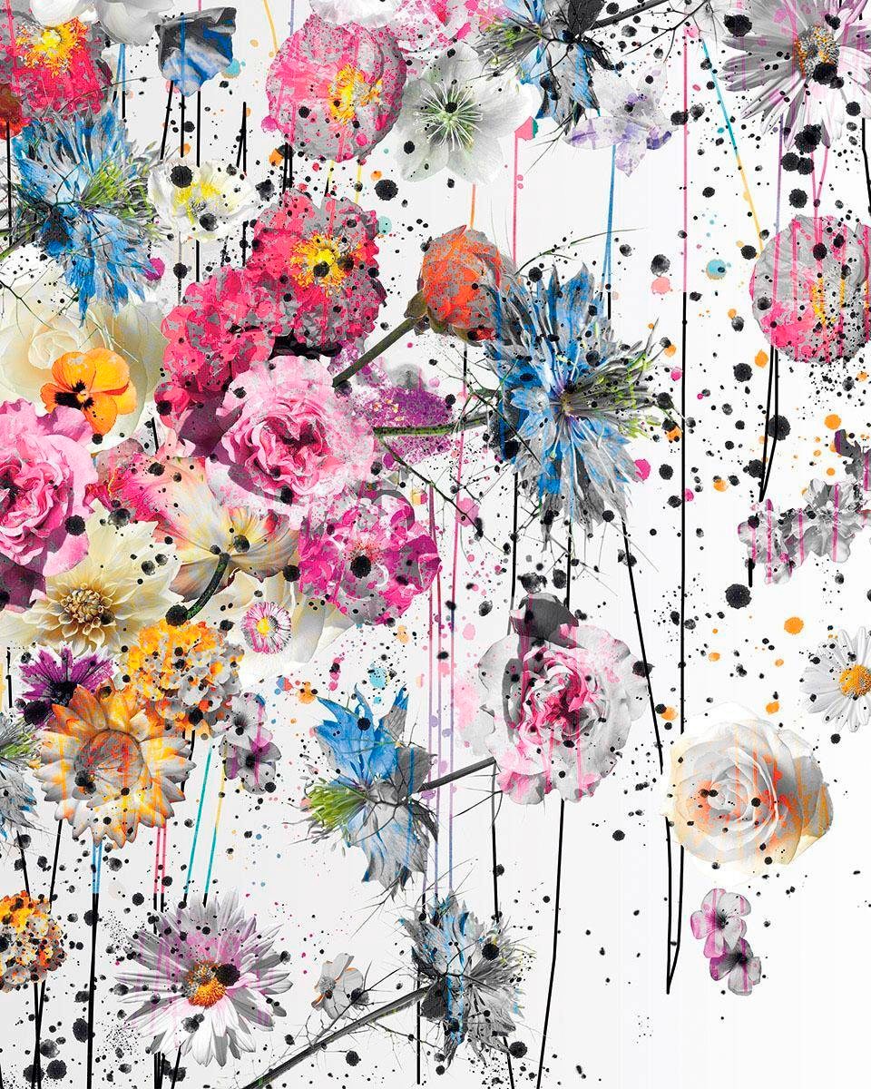 Sanders & Sanders Fototapete Blumen Malen Multicolor 200 x 250 cm 611881 günstig online kaufen
