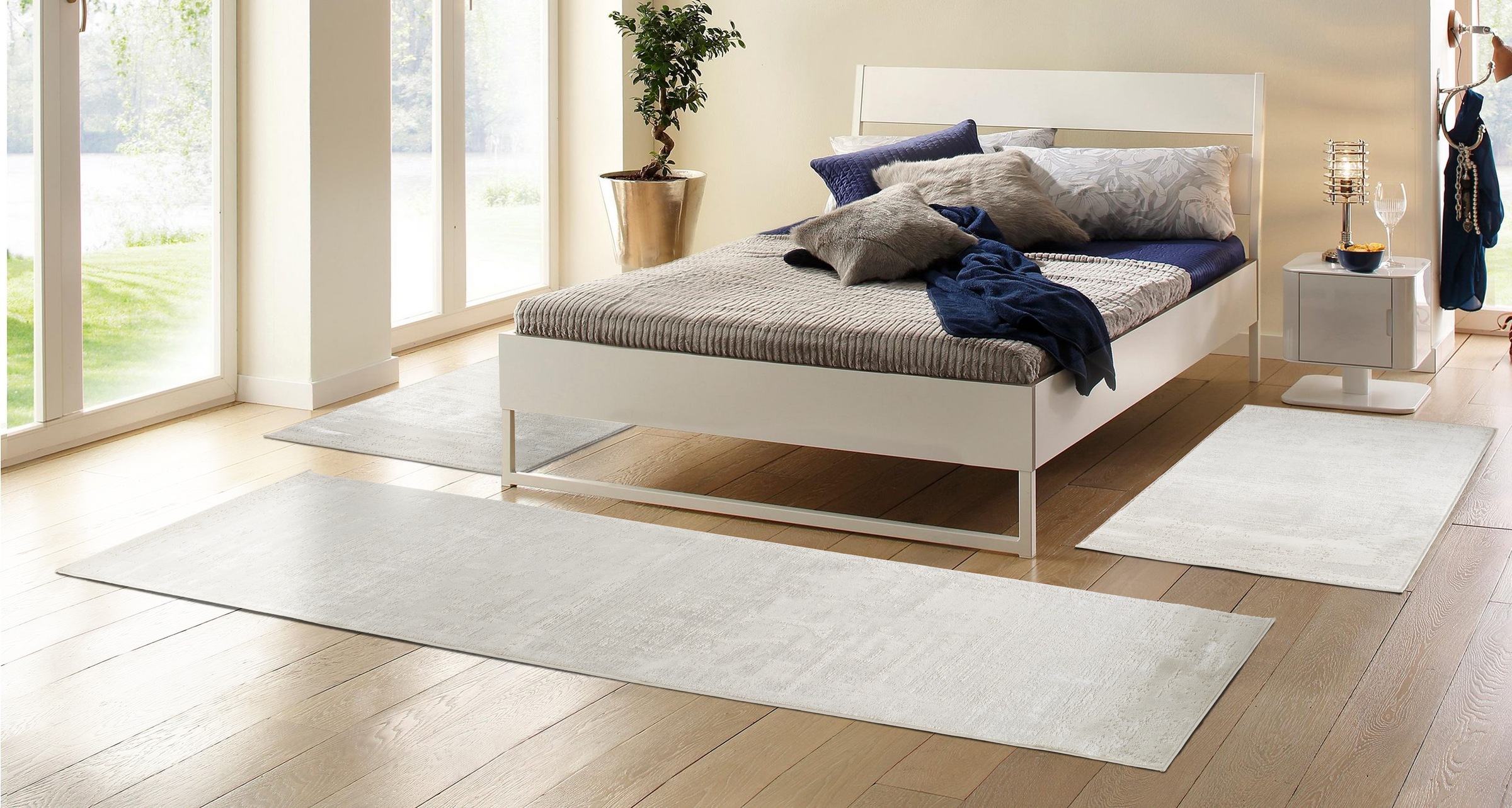 my home Bettumrandung »Hamsa«, (3 tlg.), dezenter Glanz, Schrumpf-Garn-Effe günstig online kaufen