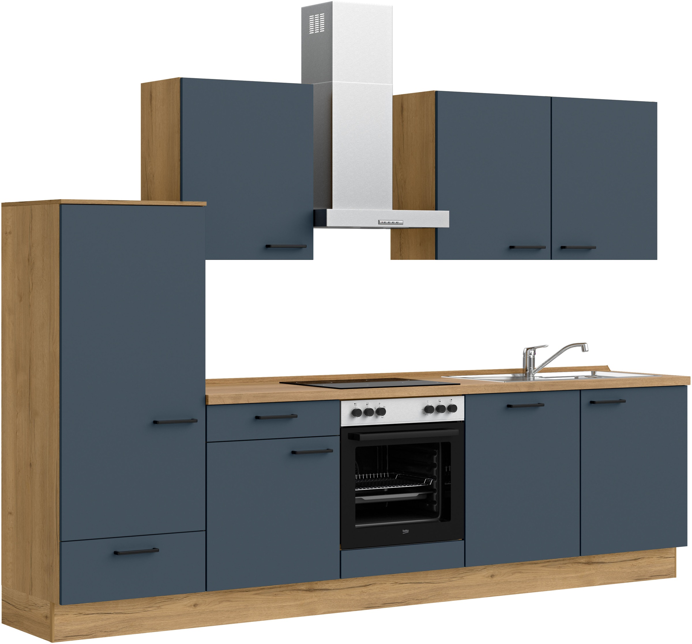 nobilia® Küchenzeile »"Easytouch I", NEU: individuell anpassbar mit gratis Profi-Beratung« vormontiert, Breite 300 cm, Ausrichtung wählbar, wahlw. mit E-Geräten