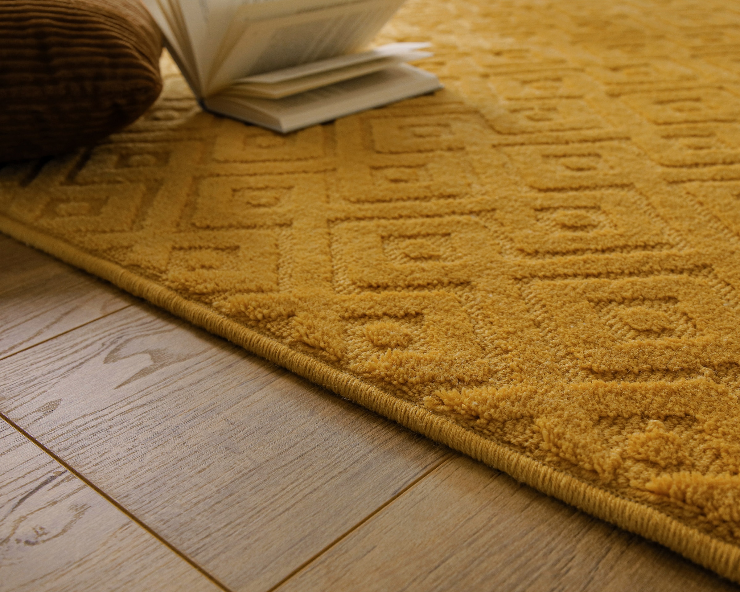 Wecon home Teppich »Castello TWO« rechteckig 7 mm Höhe Schurwolle, Kurzflor mit Hoch-Tief-Effekt, Wohnzimmer, Rautenmuster